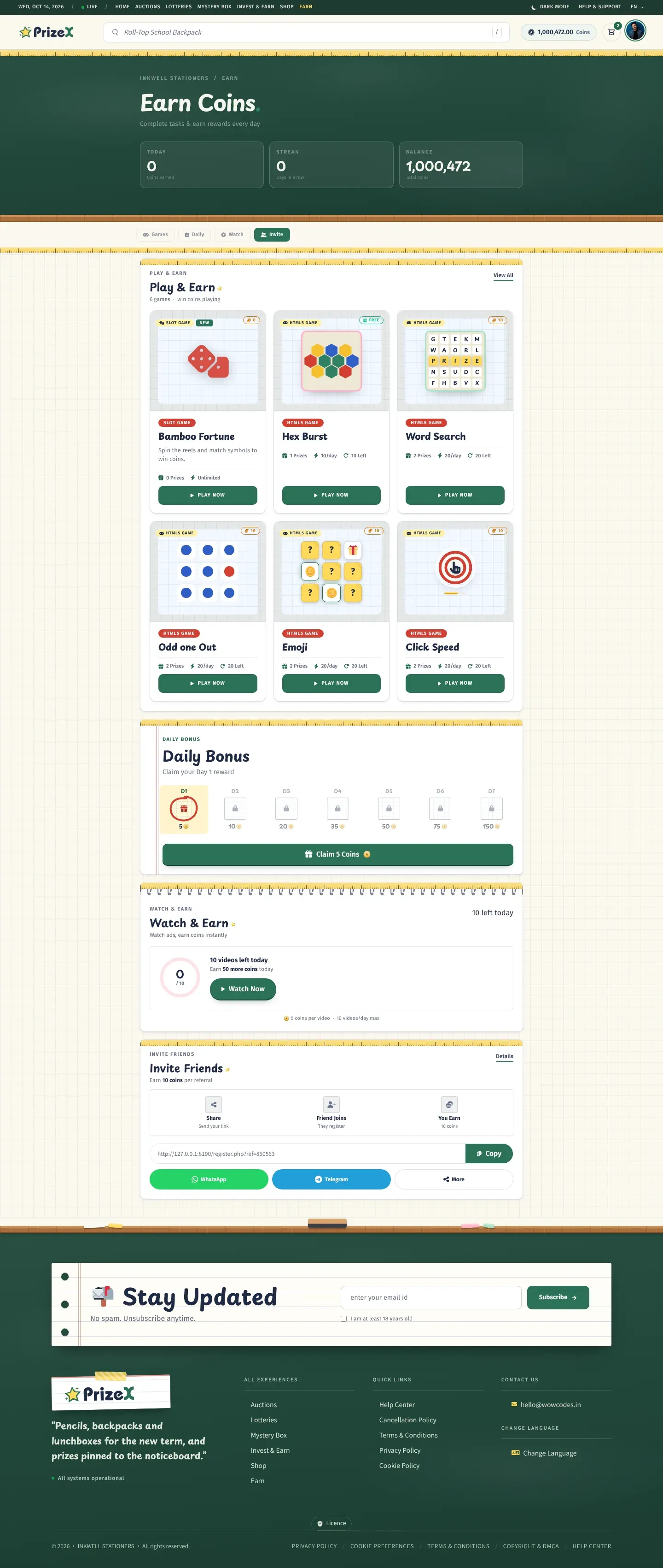 Earn coins