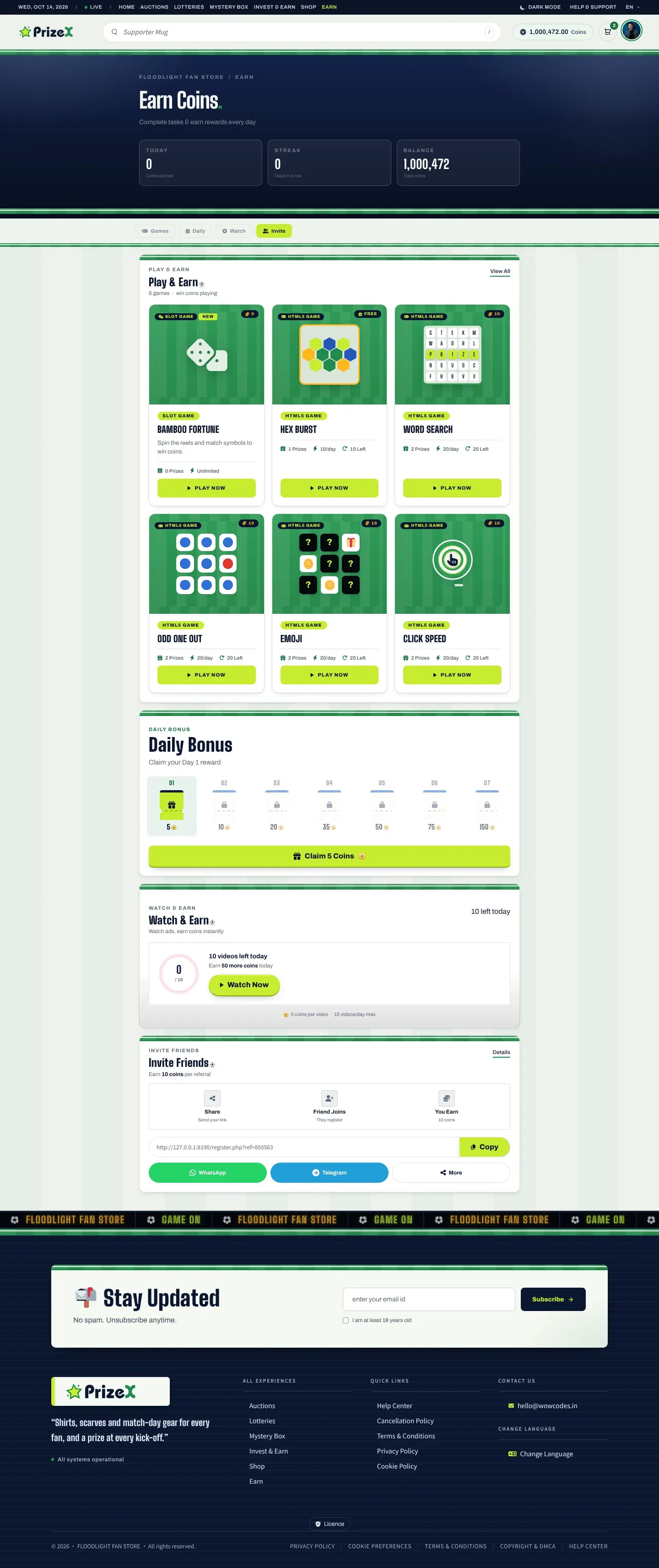 Earn coins
