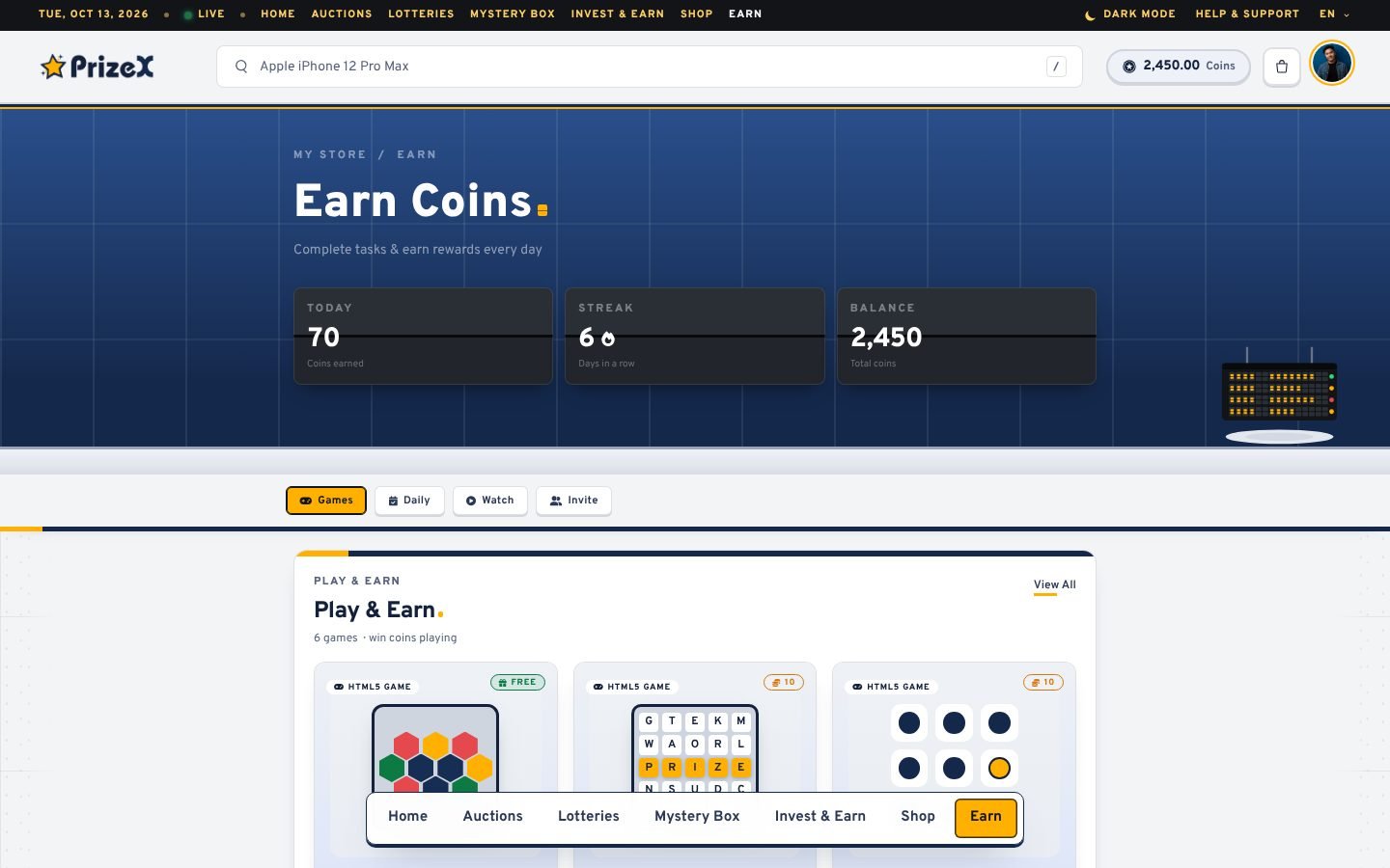 Earn coins