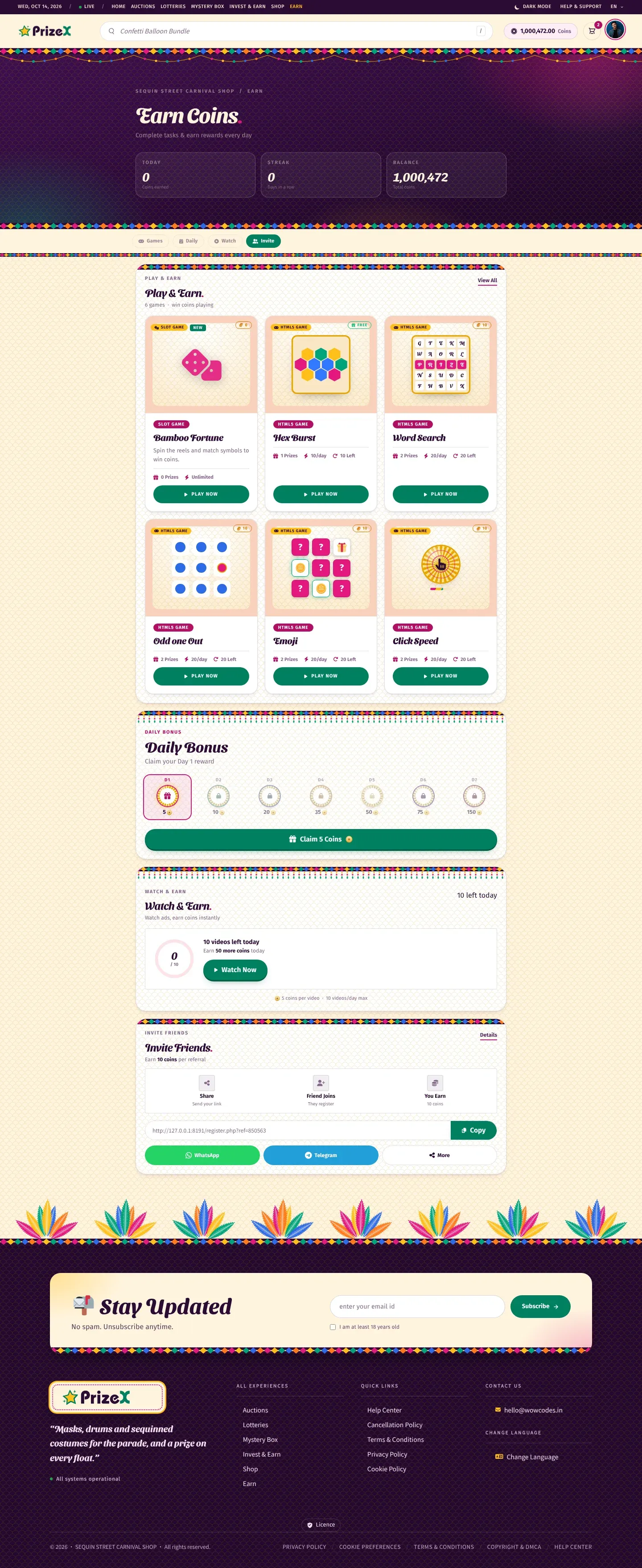 Earn coins