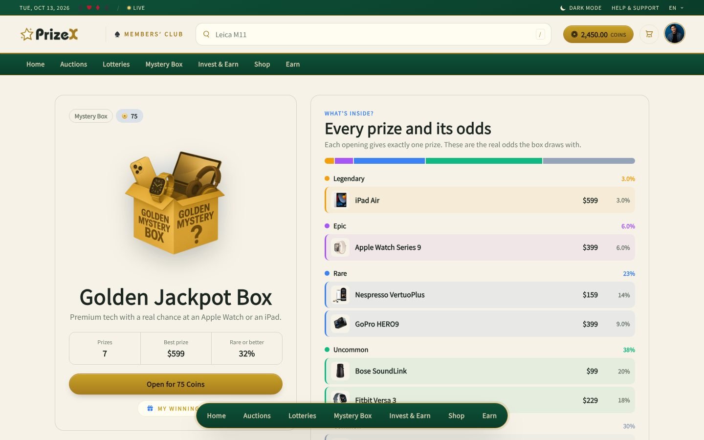 Opening a mystery box