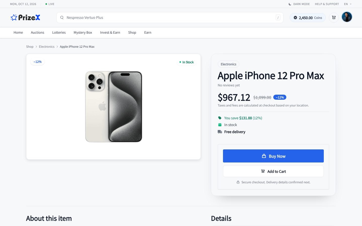 A product page