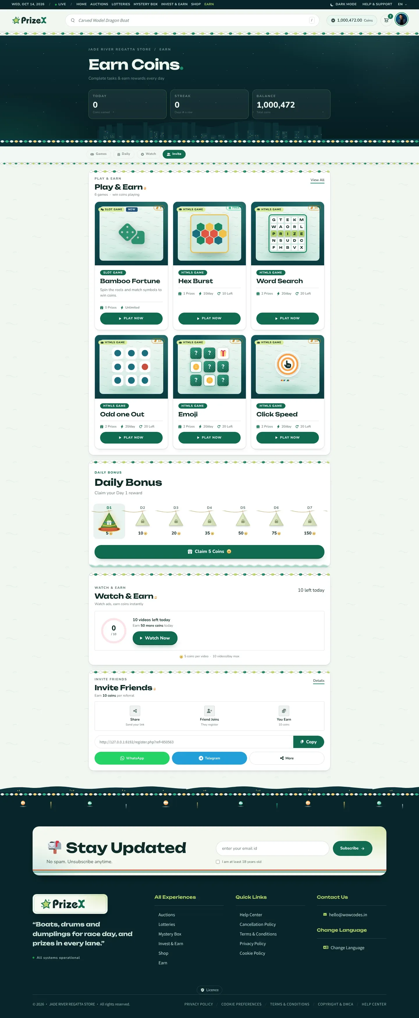 Earn coins