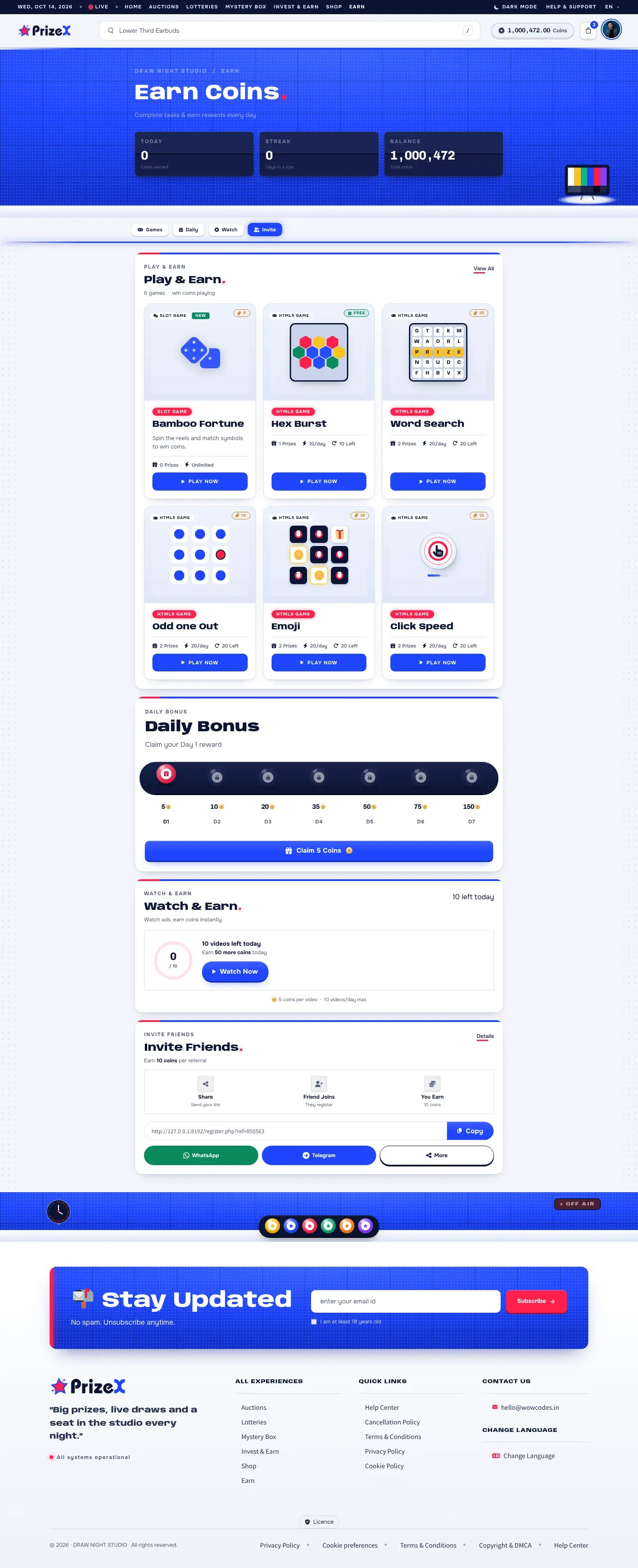 Earn coins