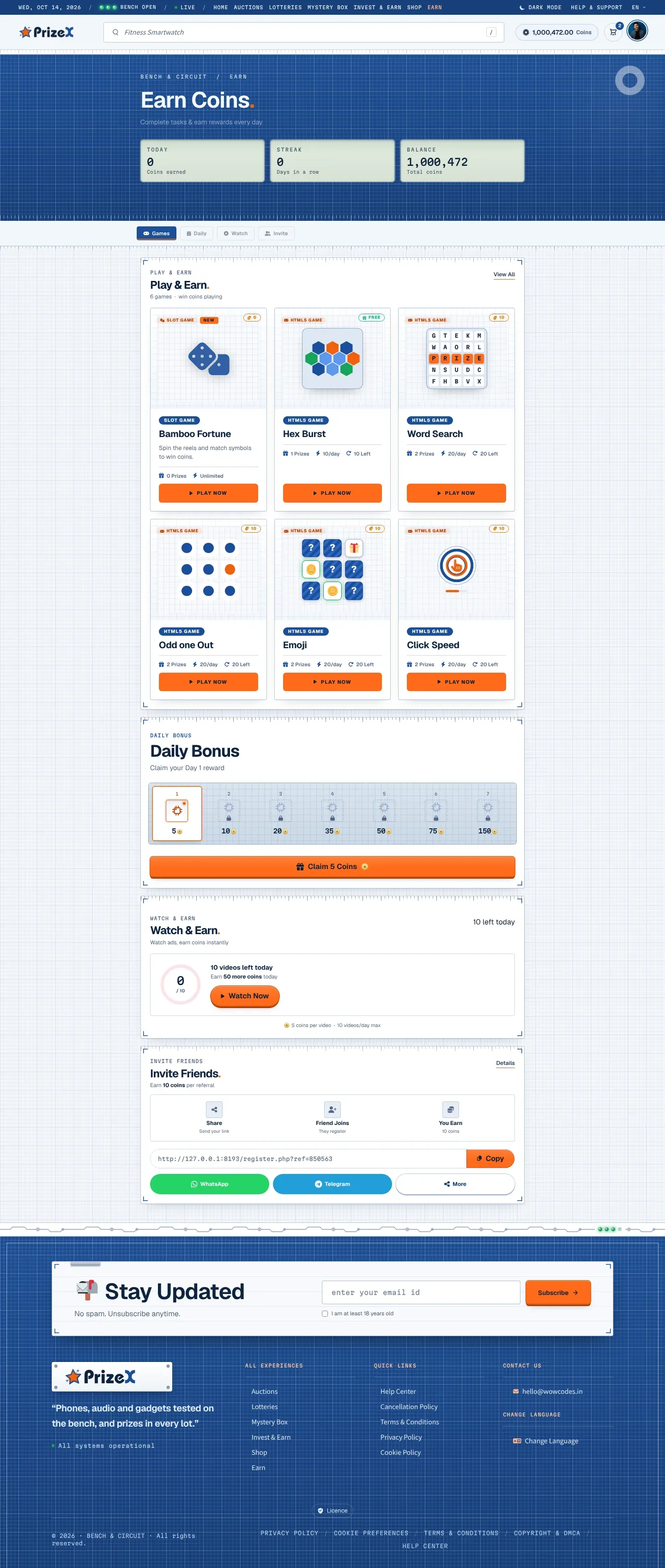 Earn coins