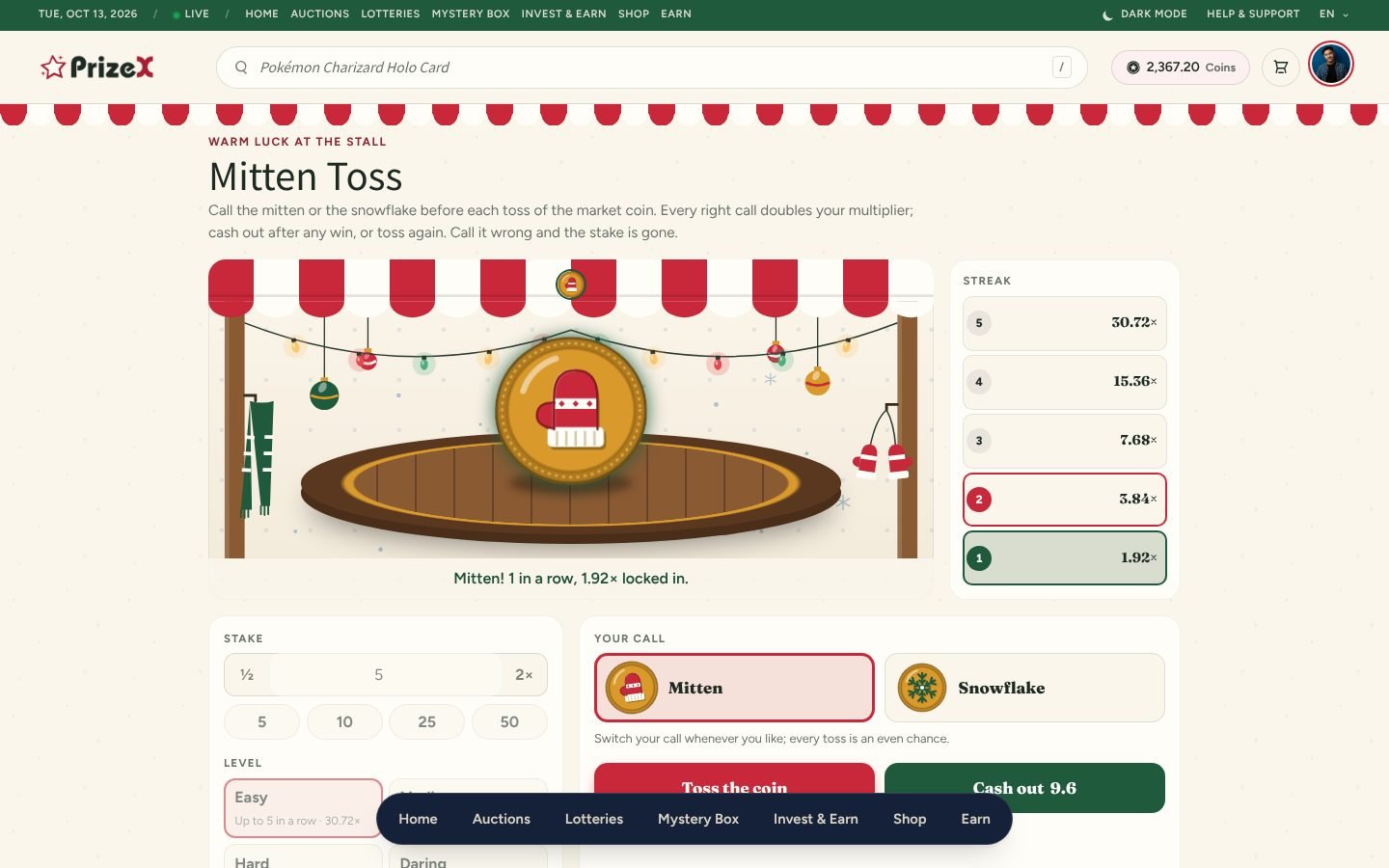 Mitten Toss (Advent Market), in play