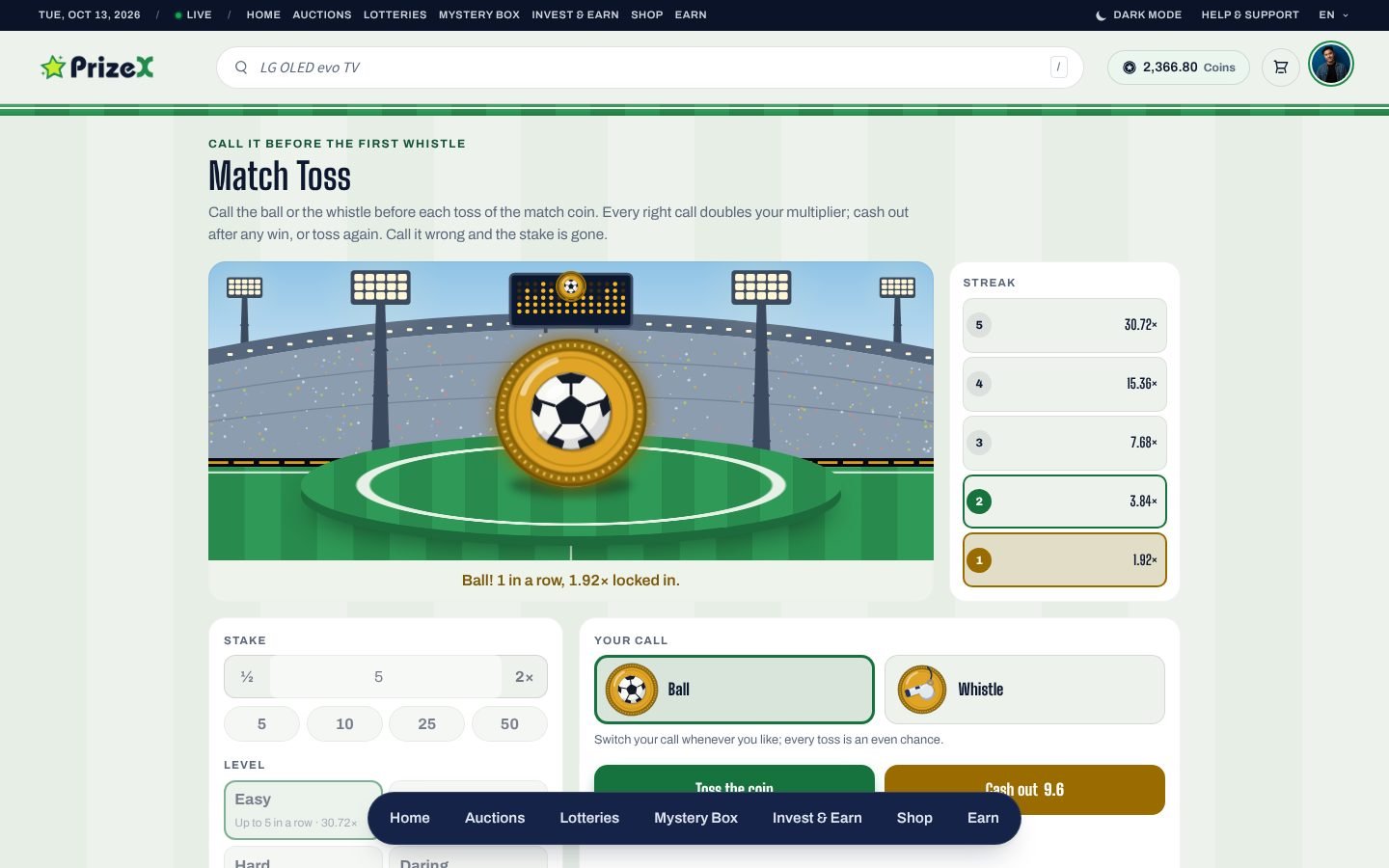 Match Toss (Big Match), in play
