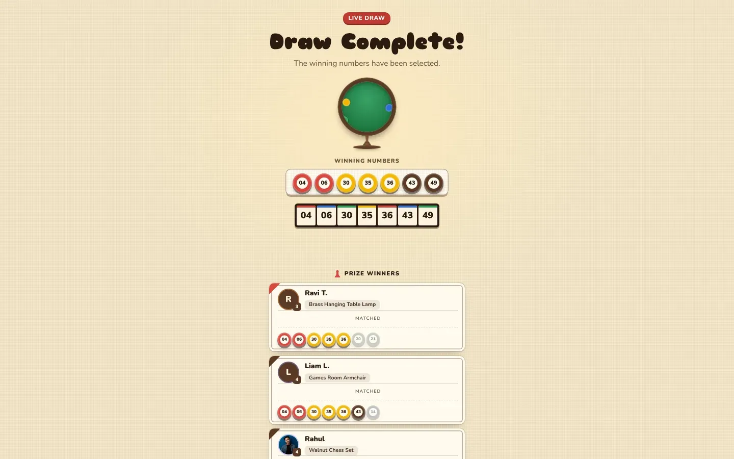The lottery draw