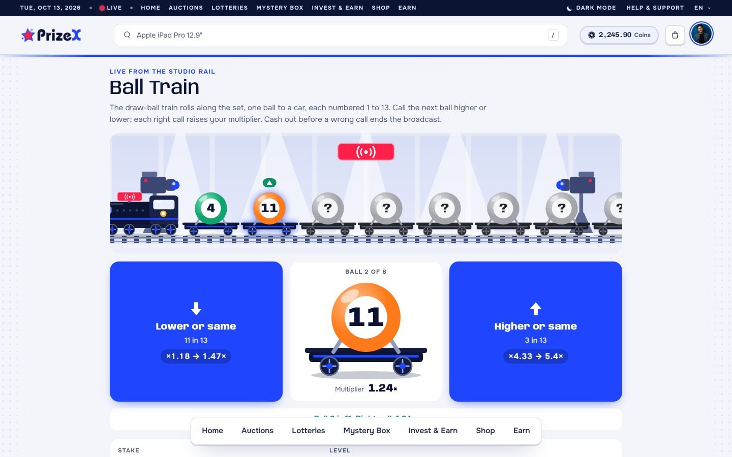 Ball Train (Draw Hall), in play