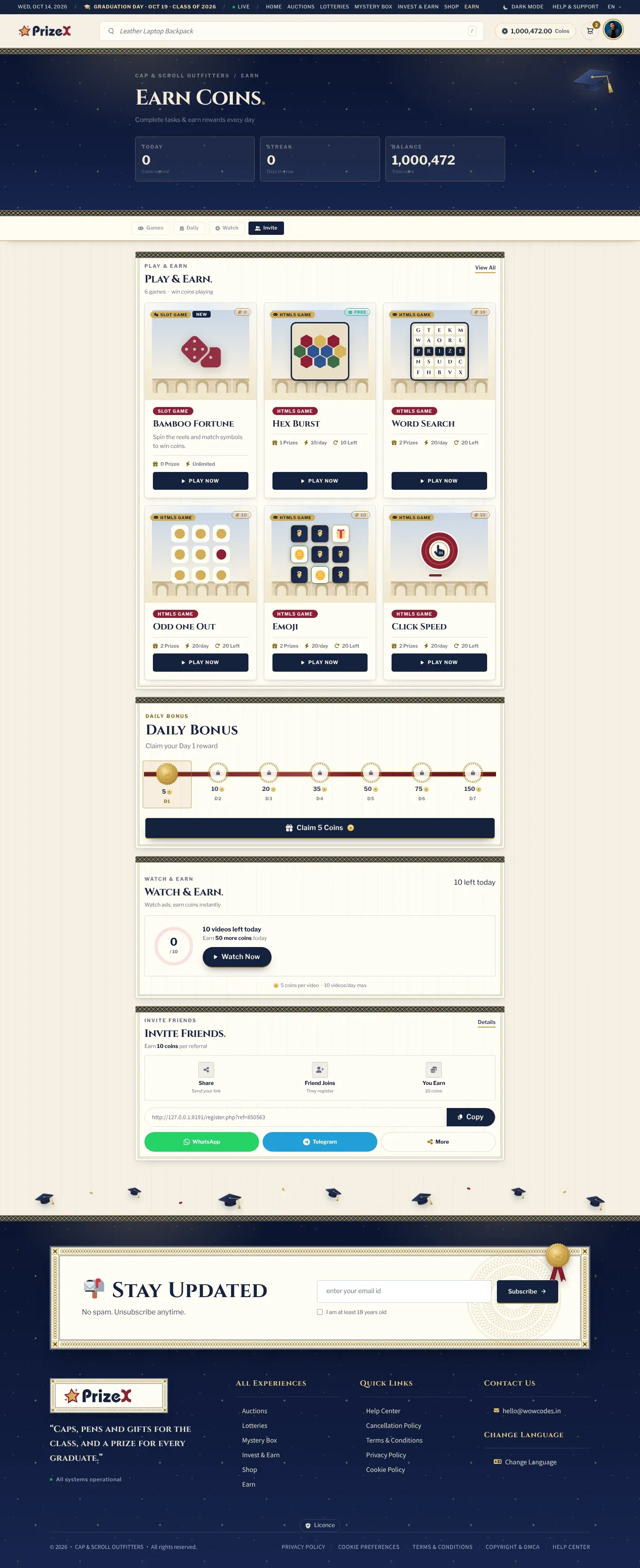 Earn coins