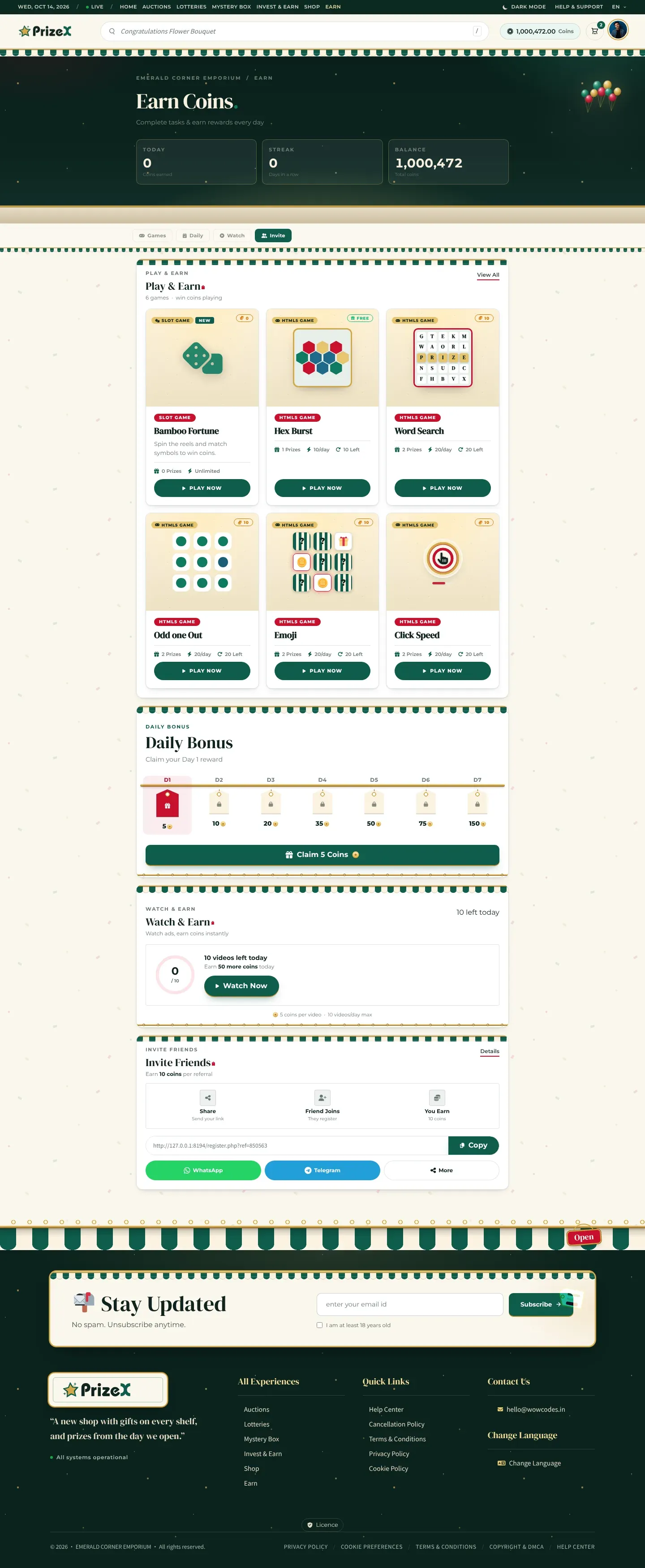 Earn coins