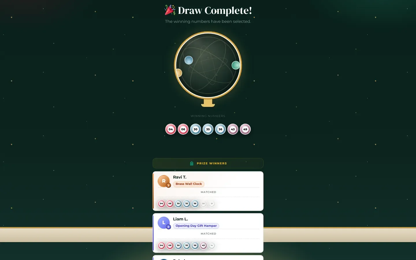 The lottery draw