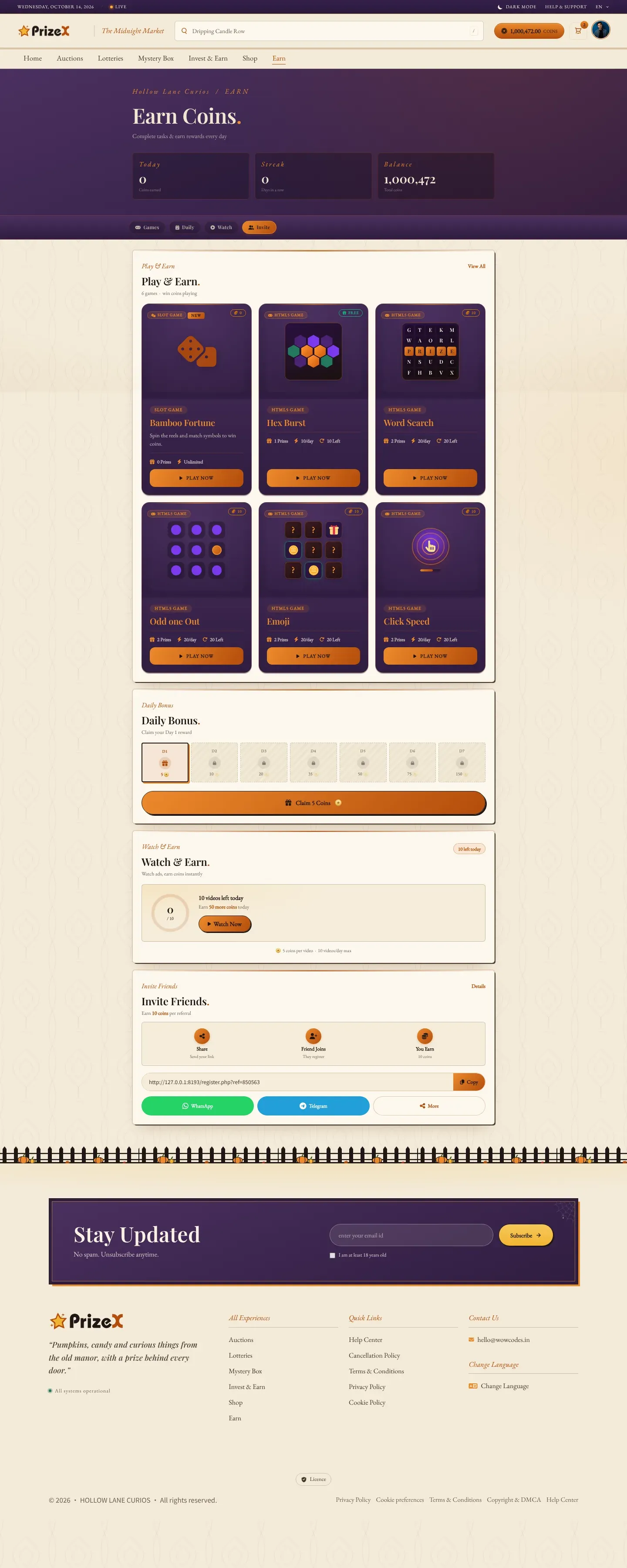 Earn coins