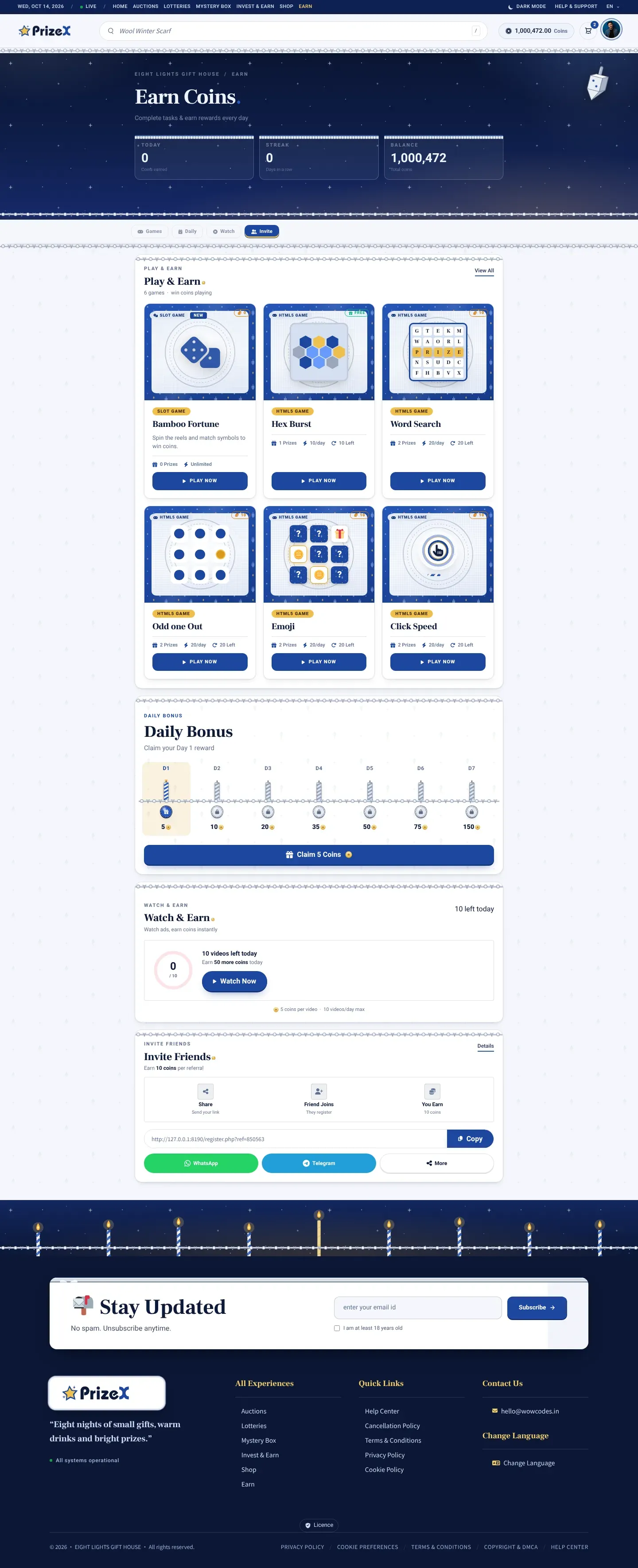 Earn coins
