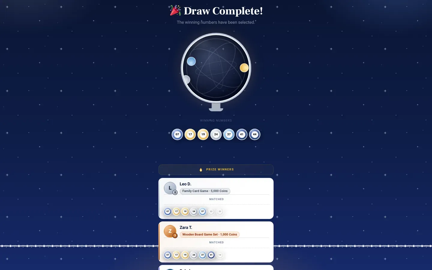 The lottery draw
