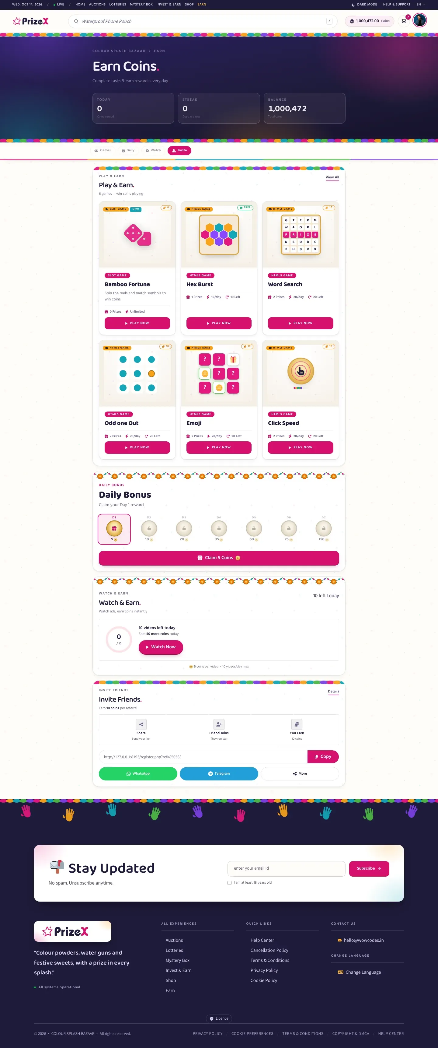 Earn coins