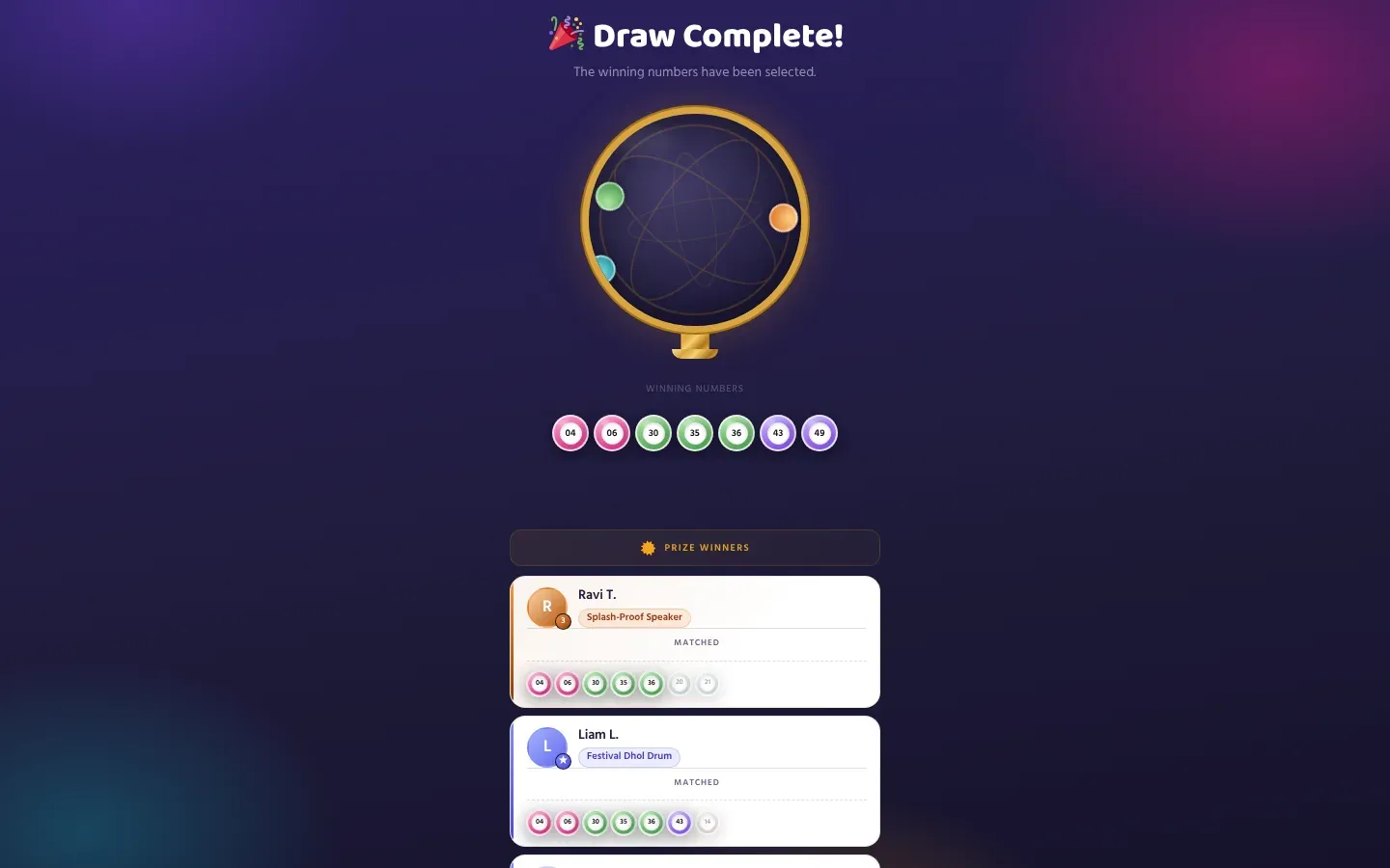 The lottery draw
