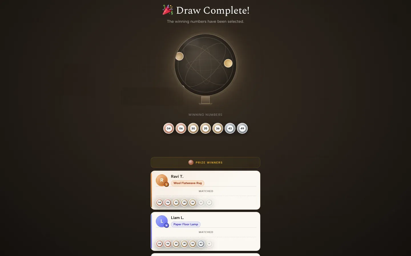 The lottery draw