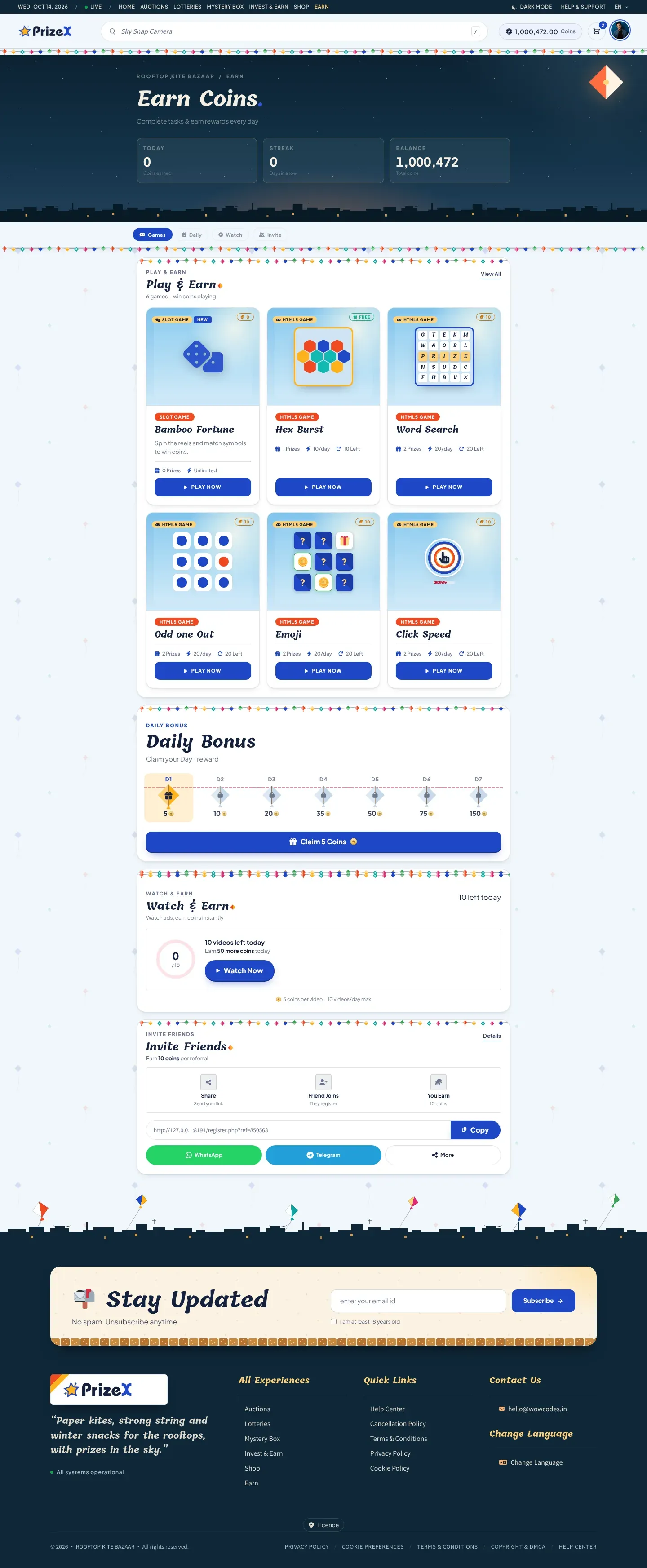 Earn coins