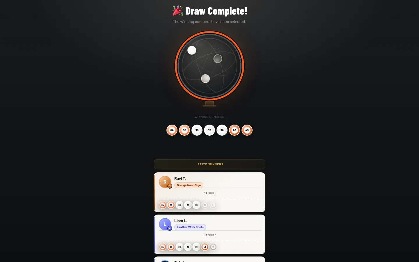 The lottery draw