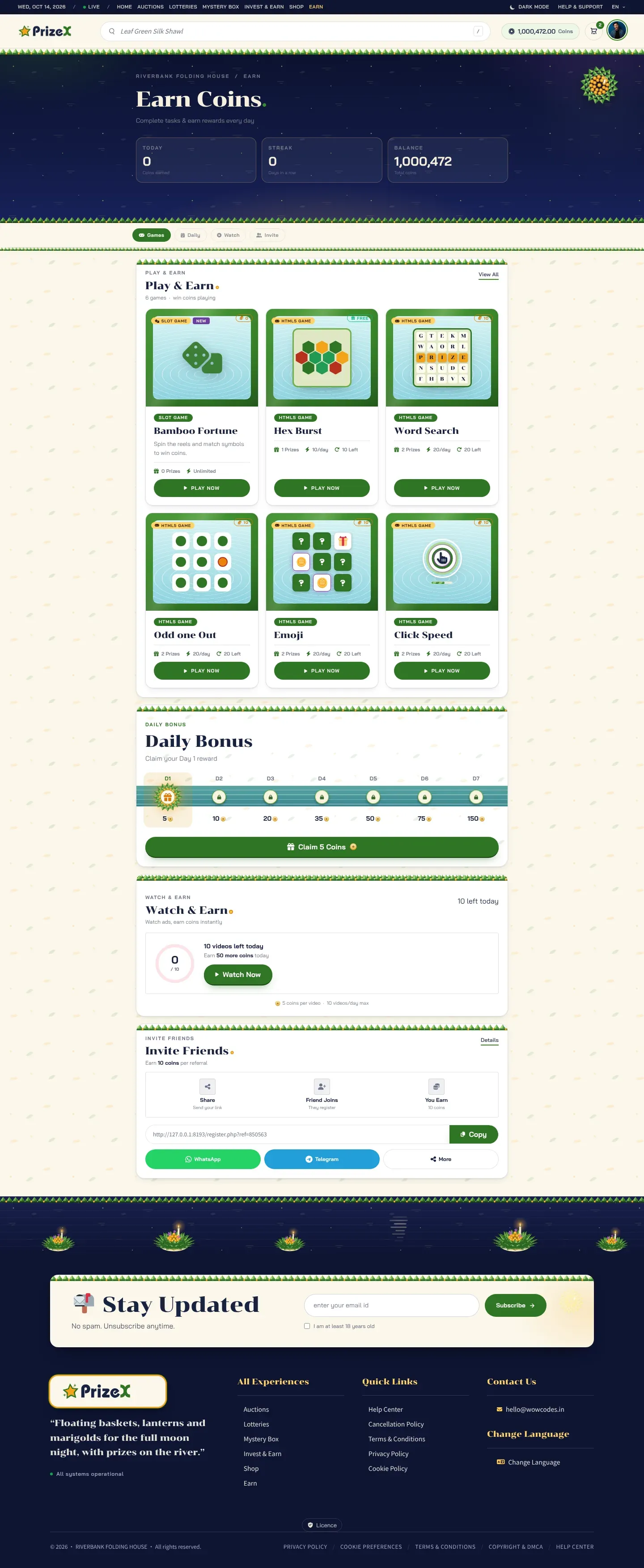 Earn coins