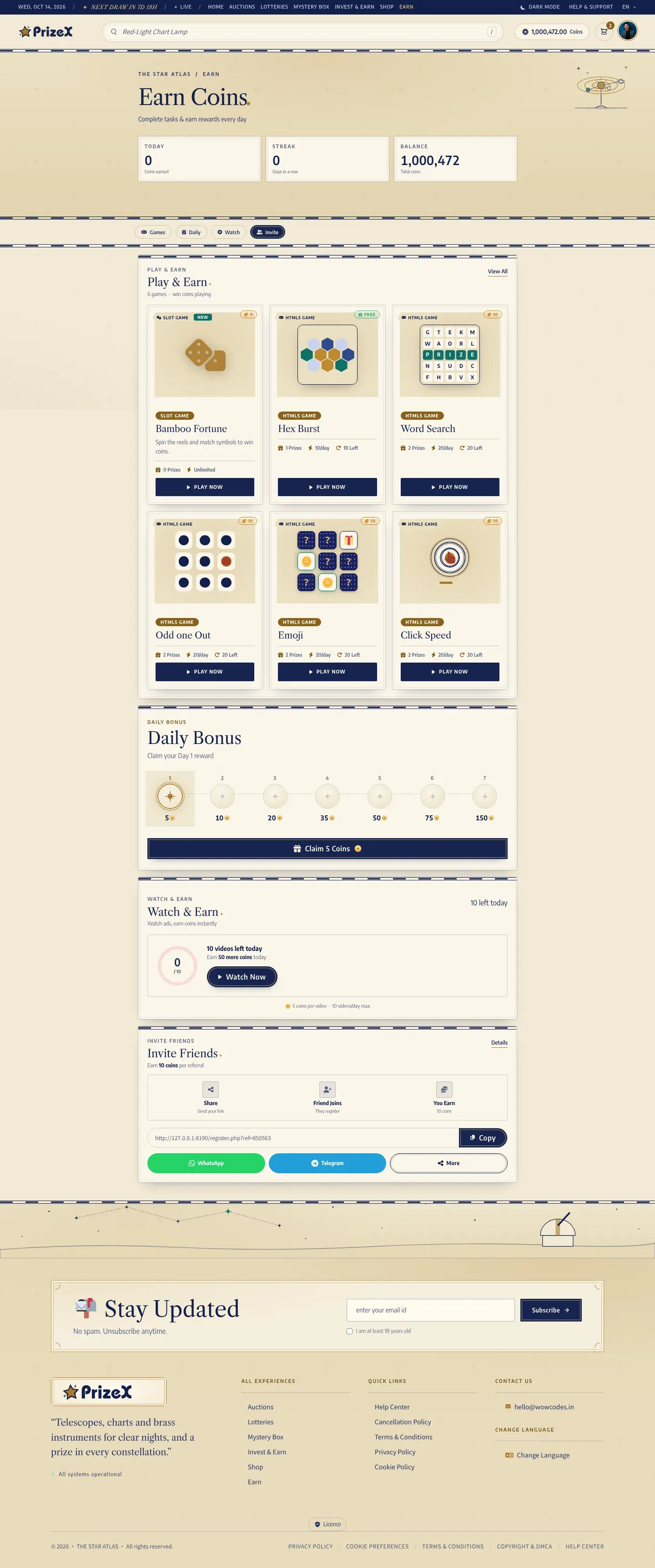 Earn coins