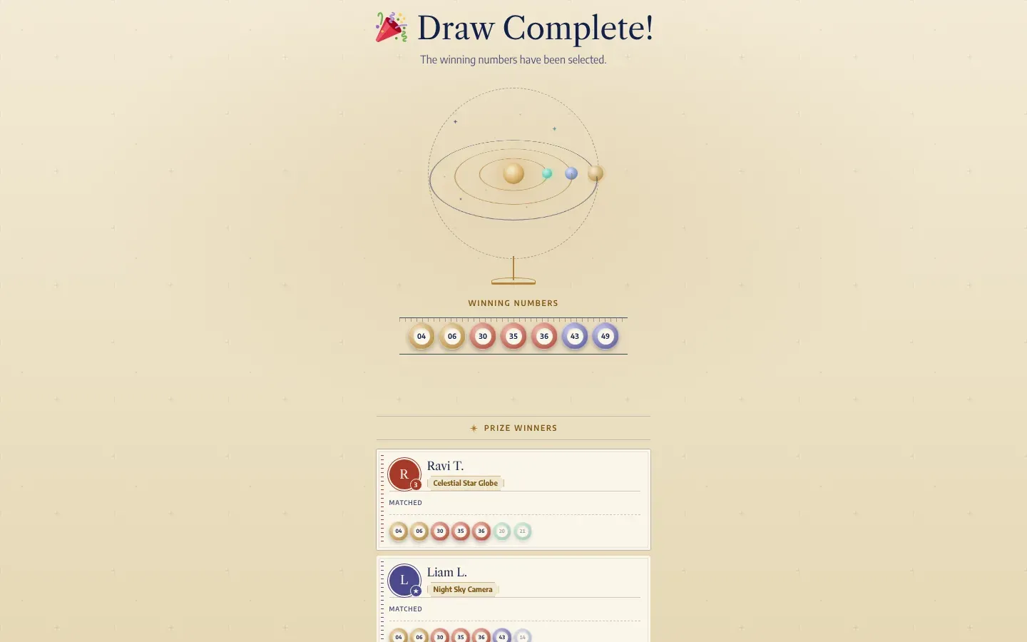 The lottery draw