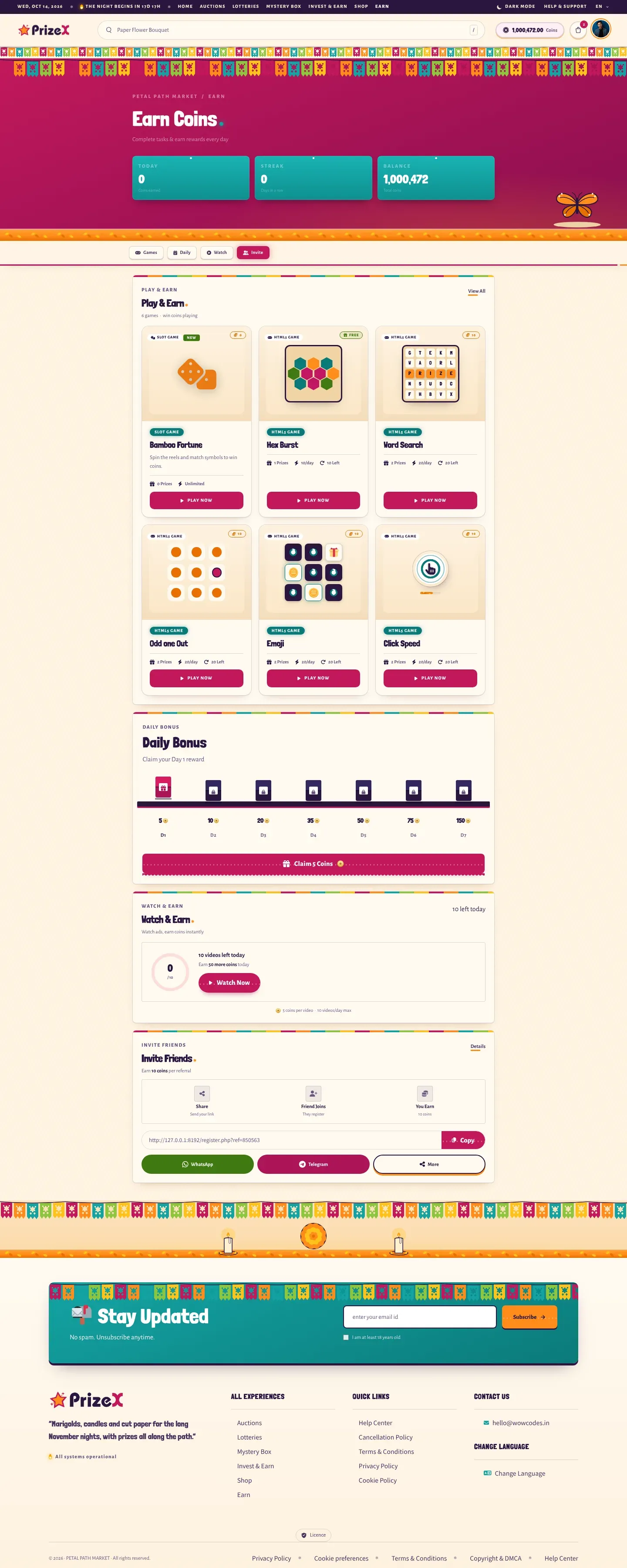 Earn coins