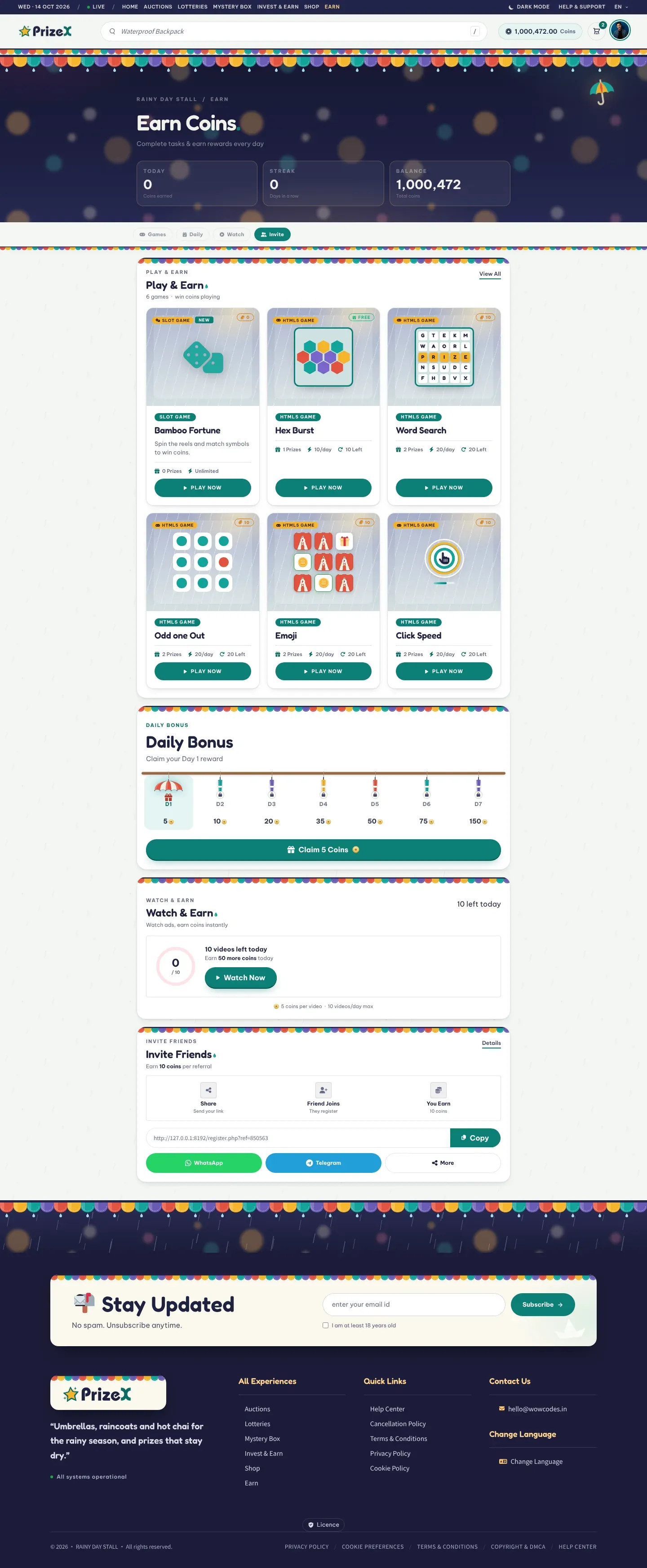 Earn coins