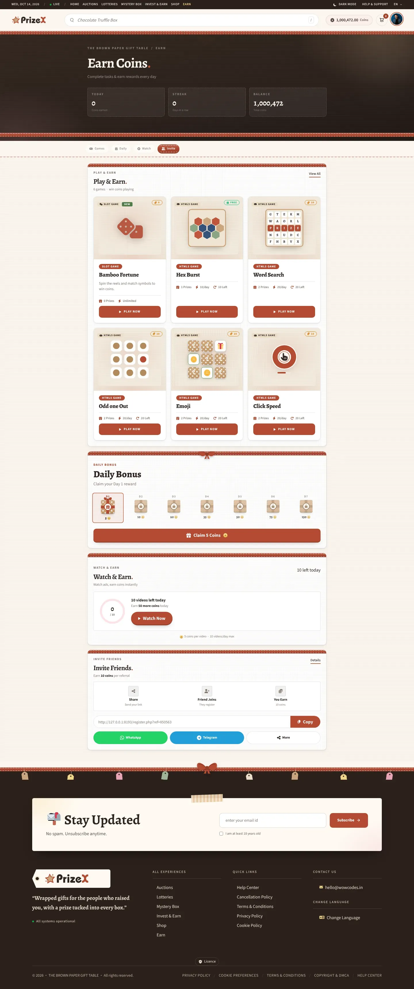 Earn coins