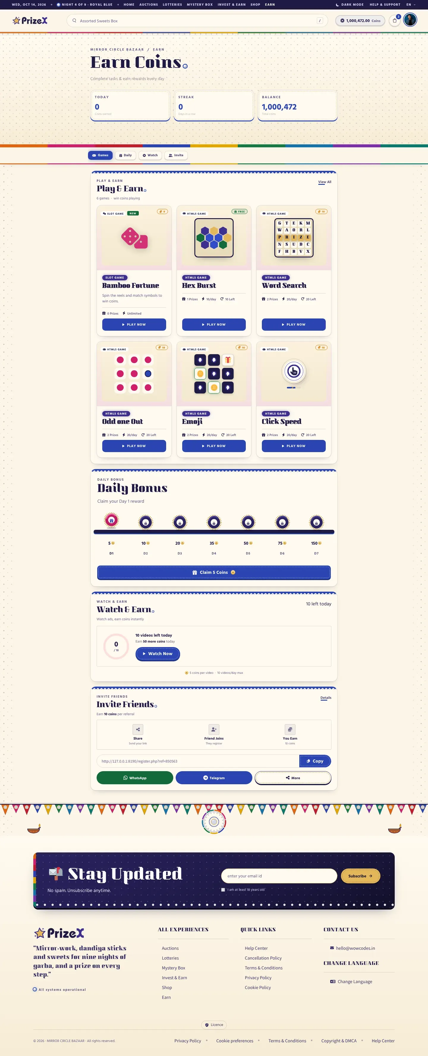 Earn coins