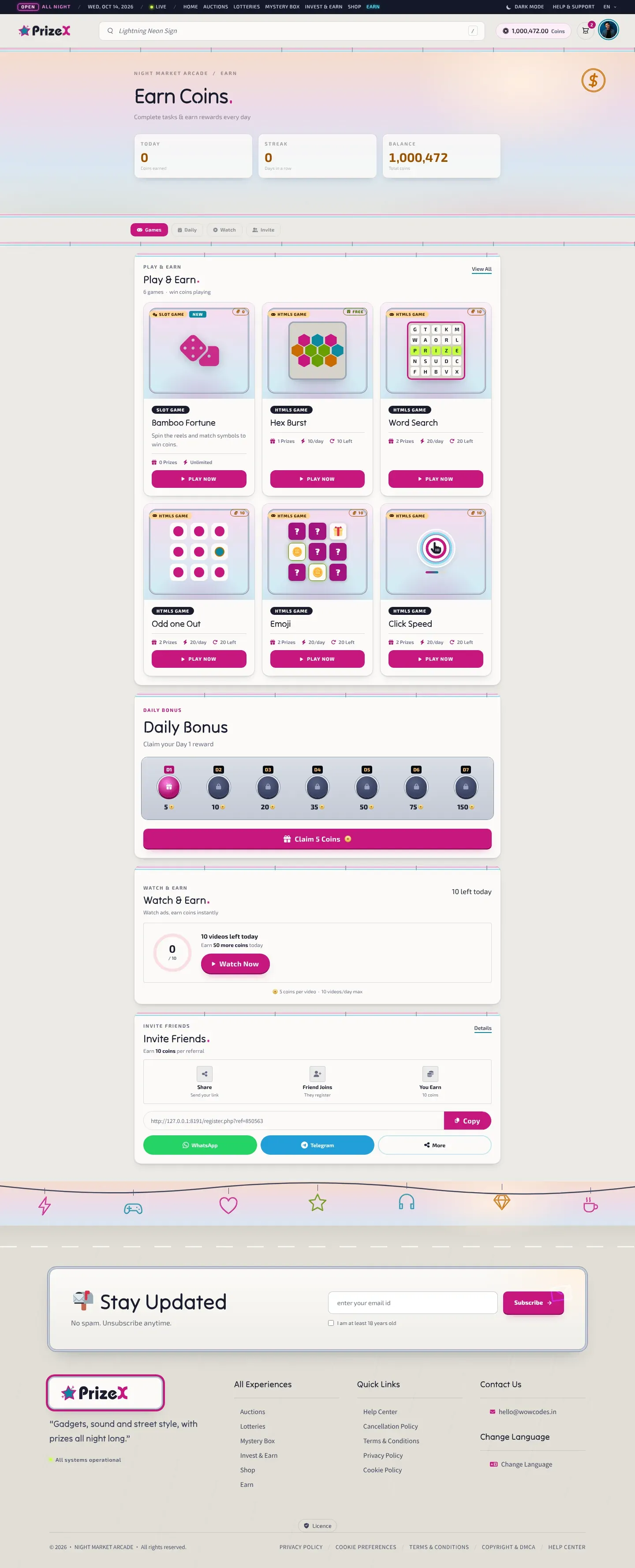Earn coins