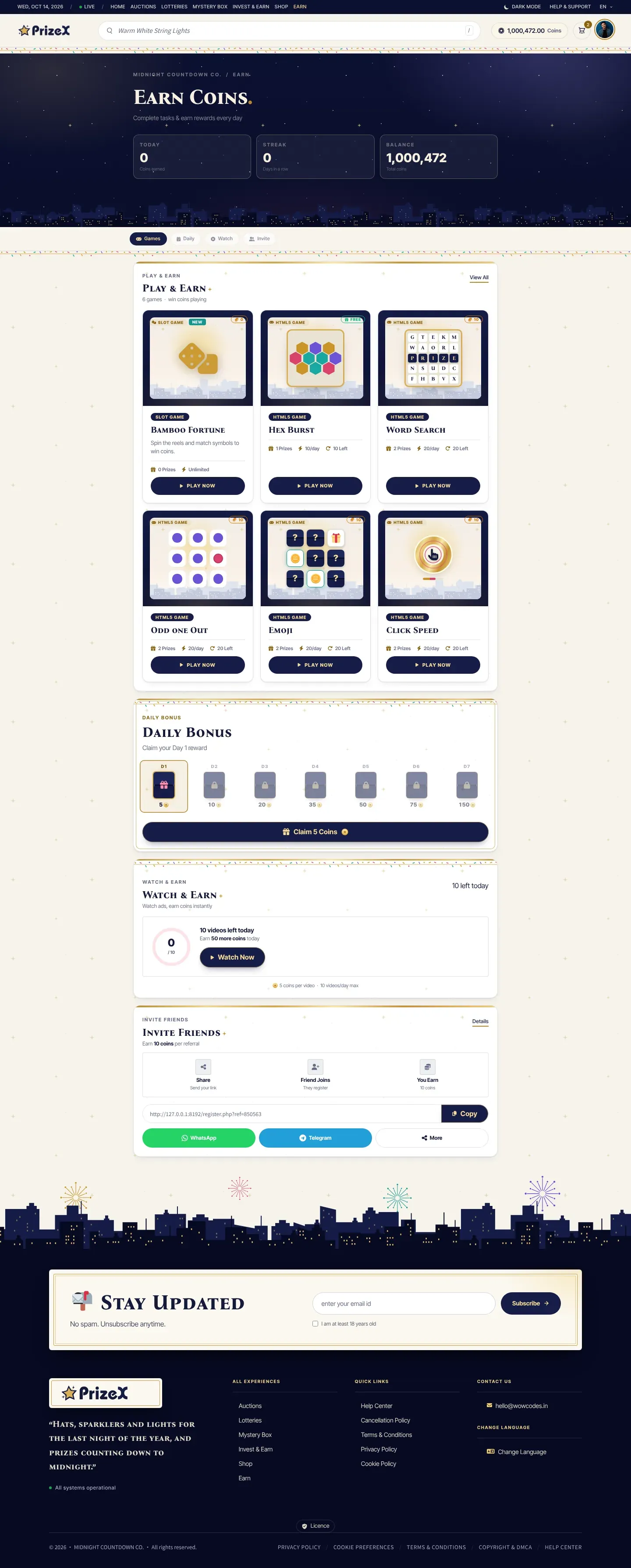 Earn coins