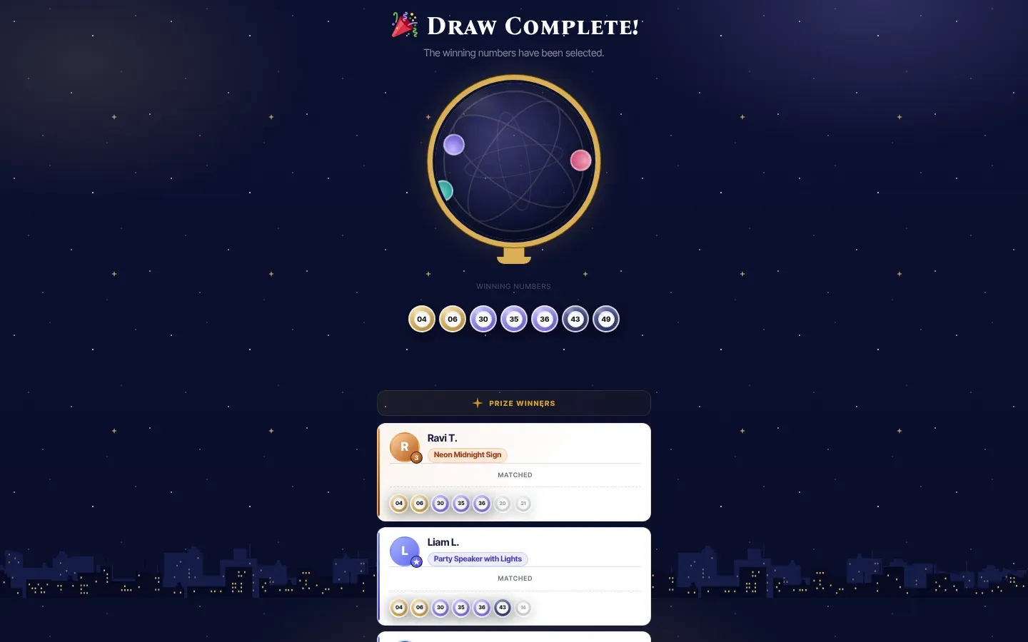 The lottery draw