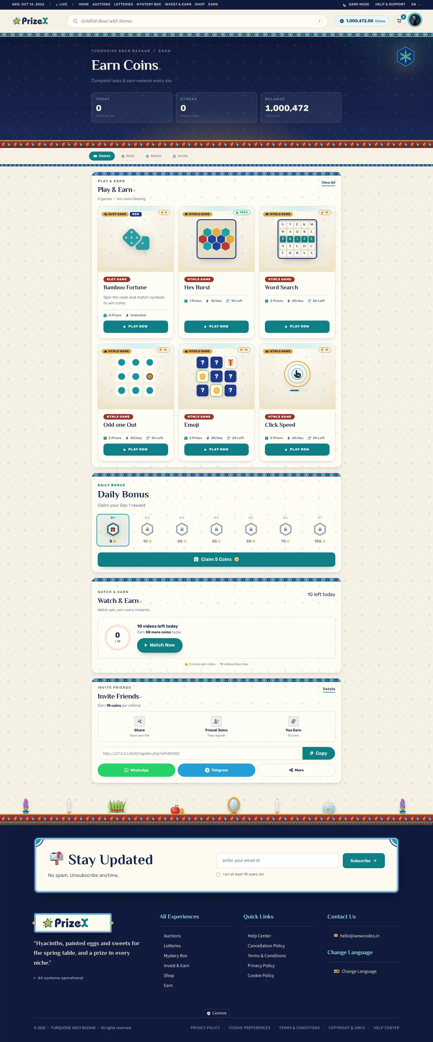 Earn coins