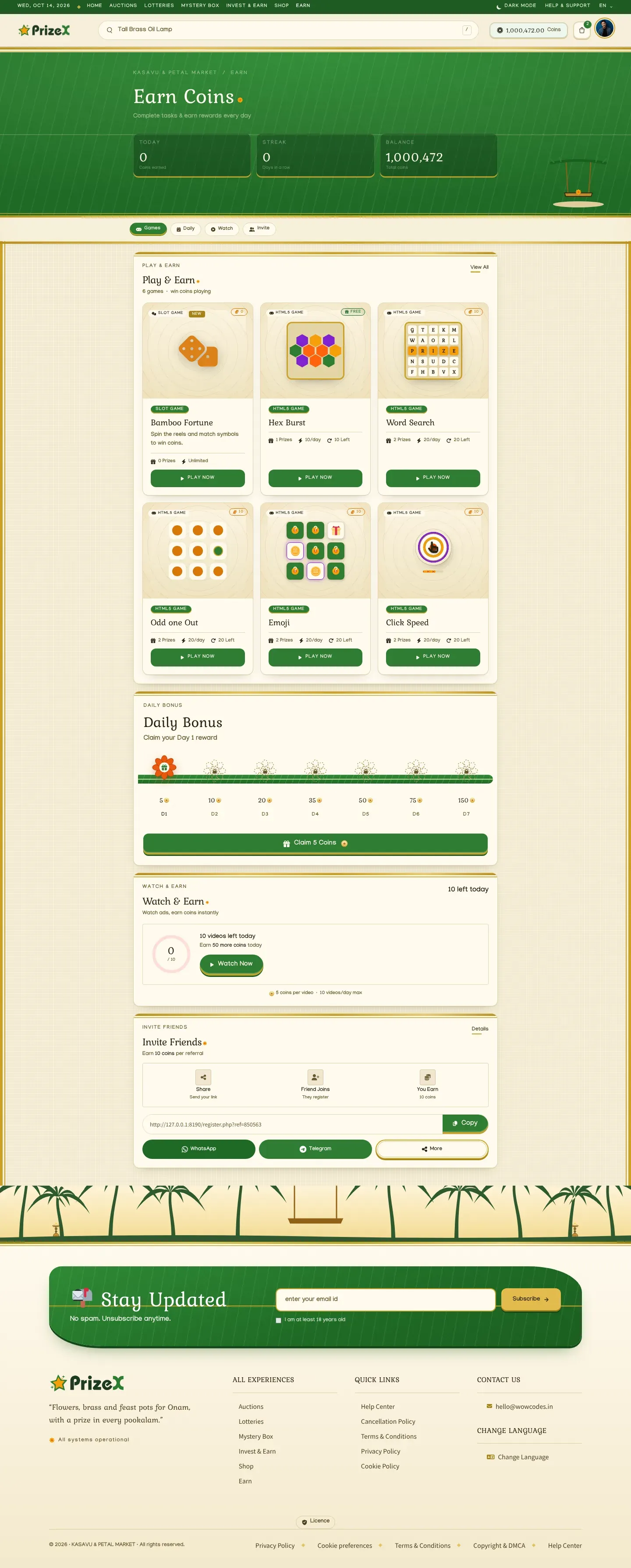 Earn coins