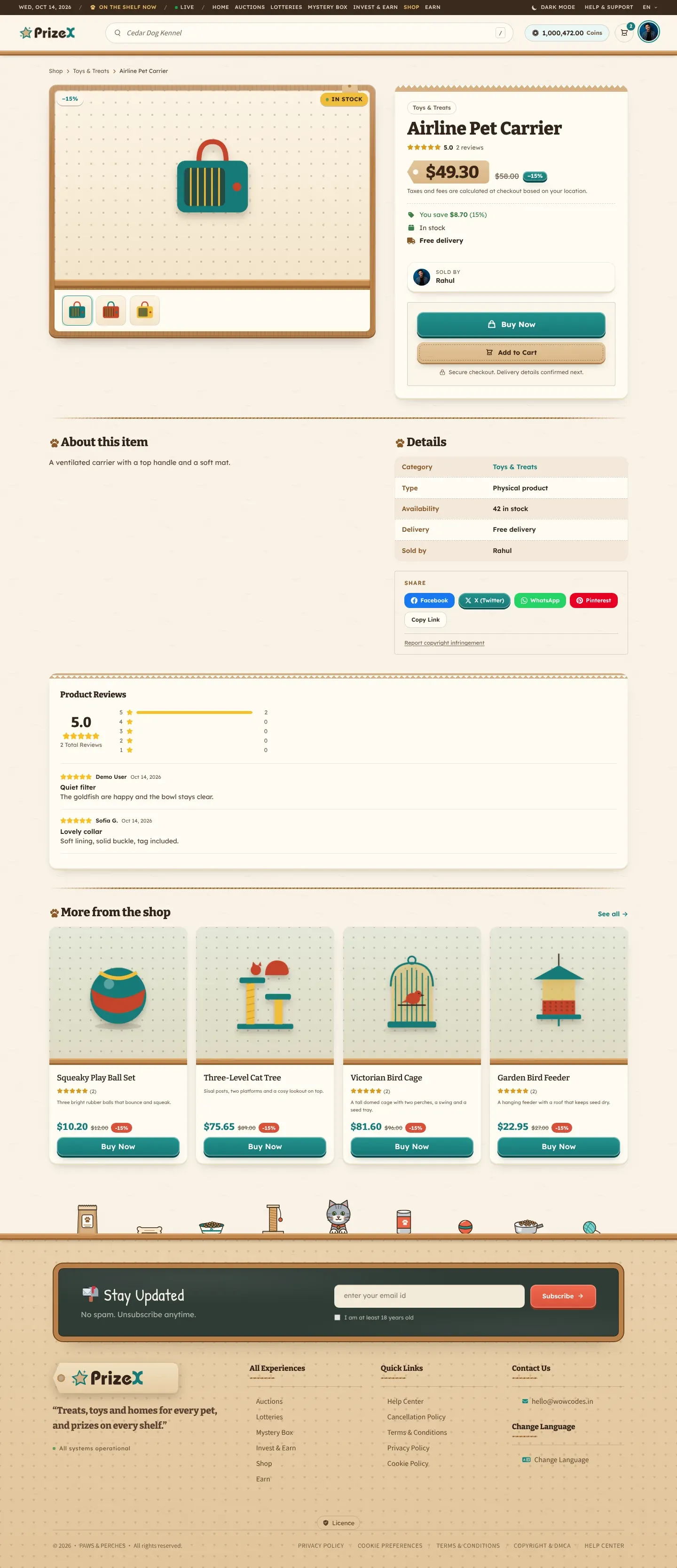A product page