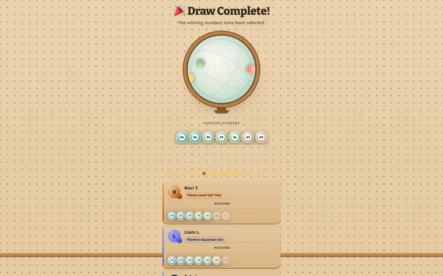 The lottery draw