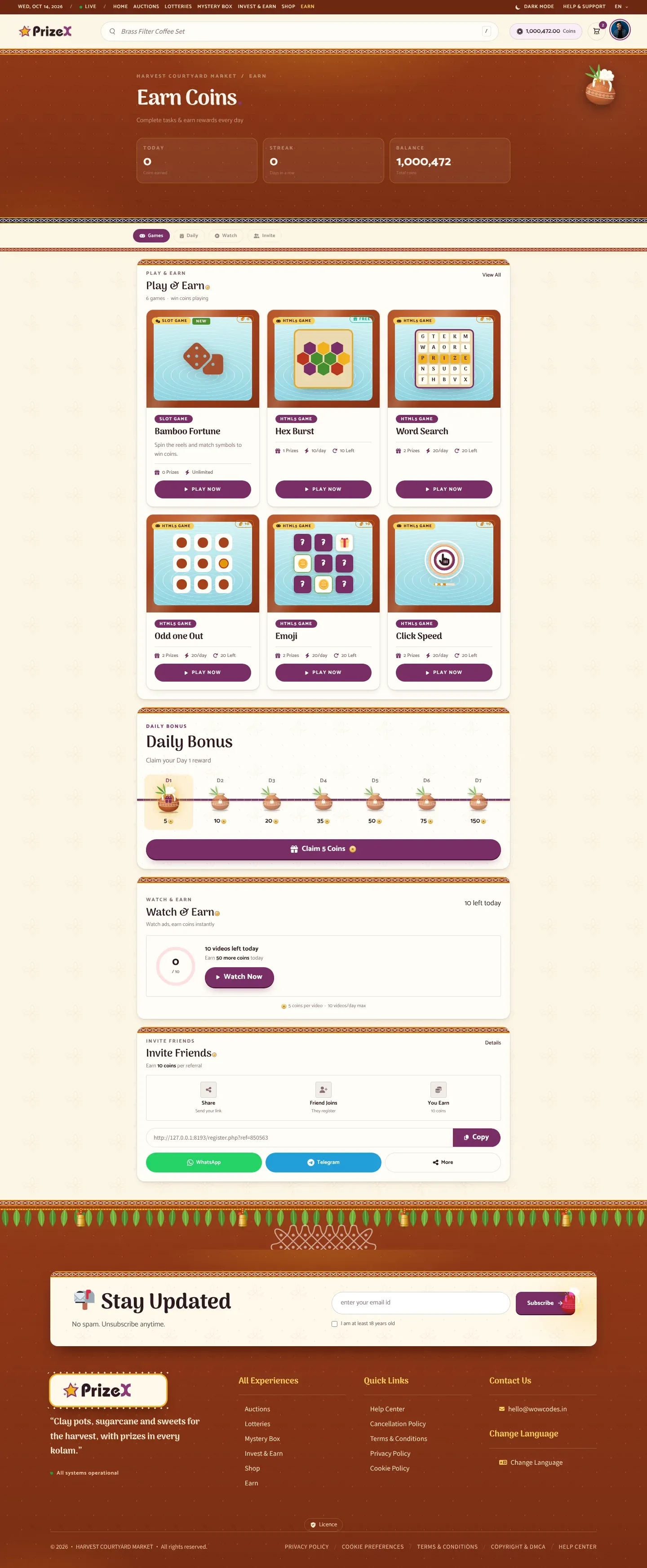 Earn coins