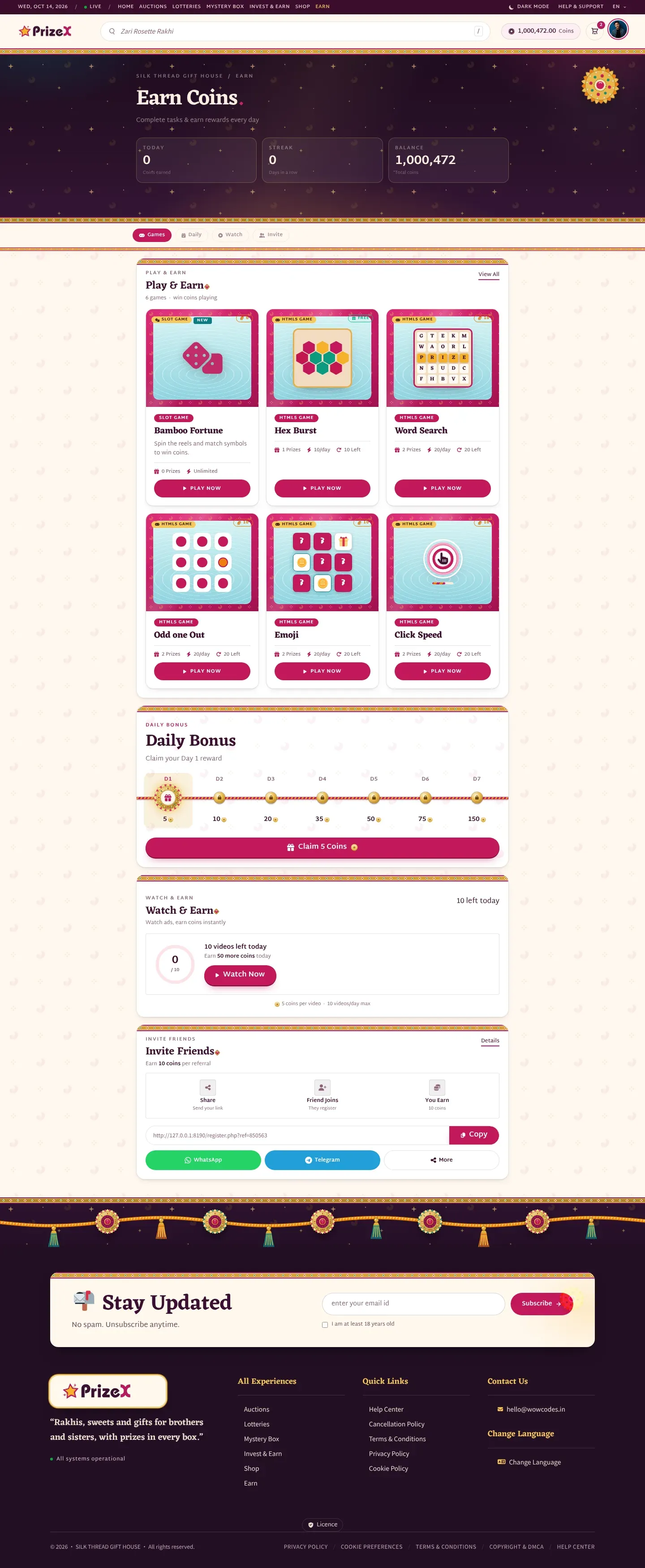 Earn coins