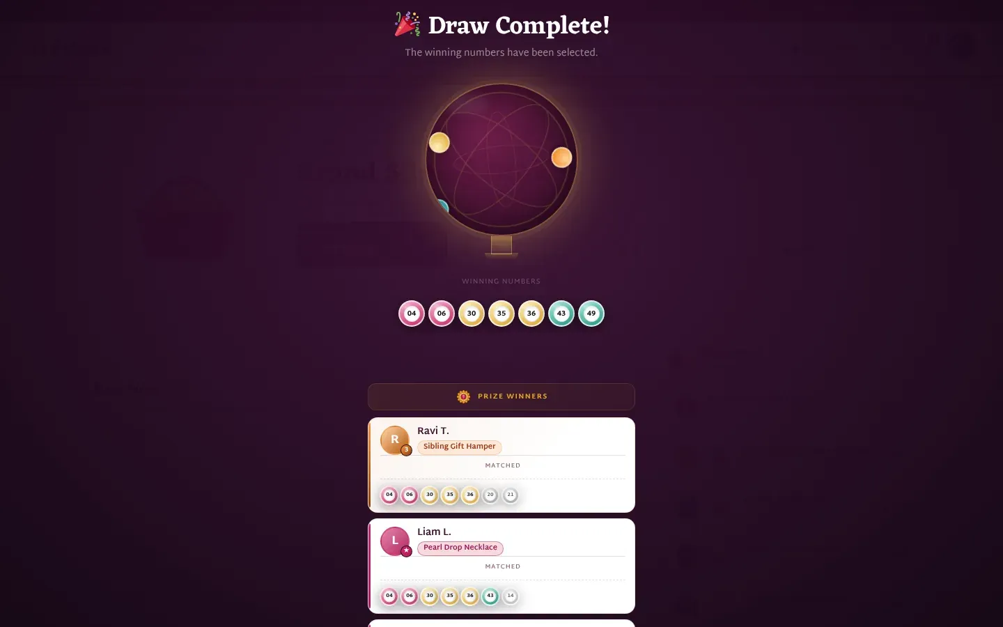The lottery draw