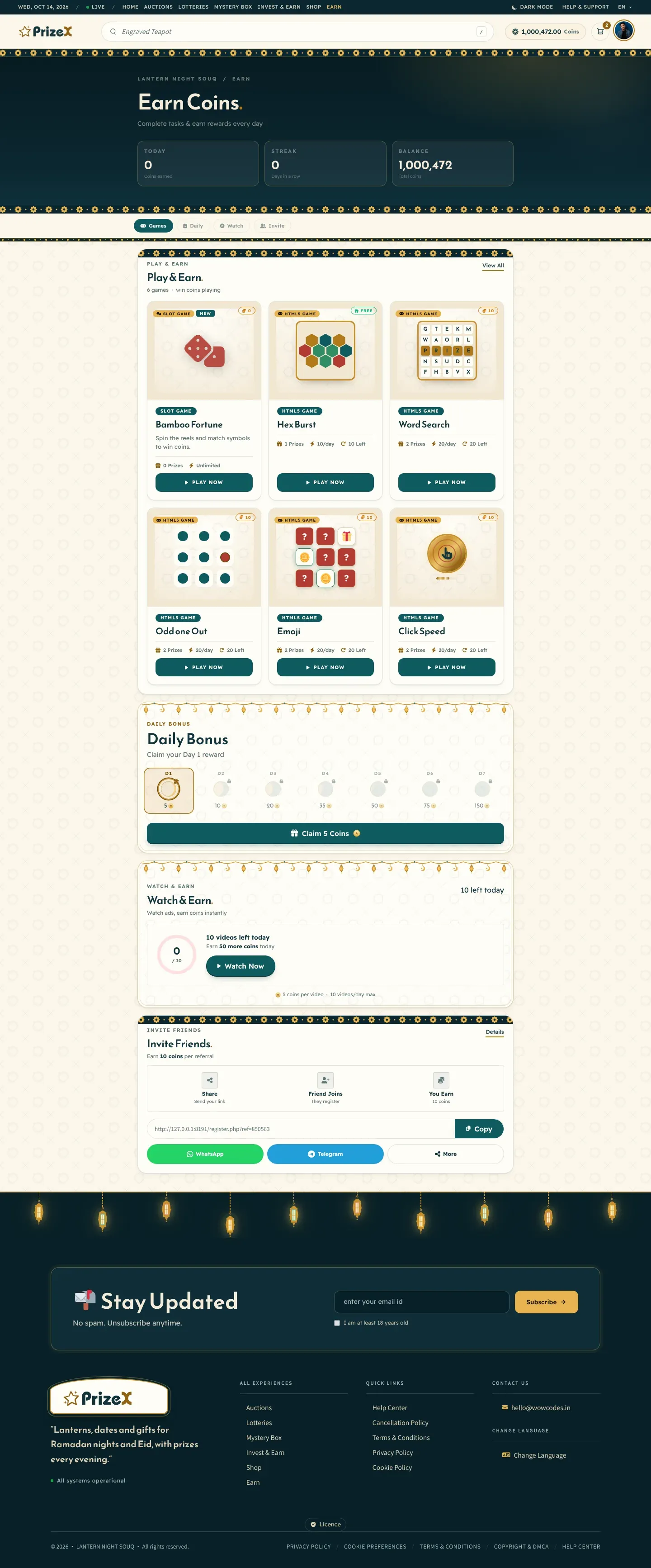 Earn coins