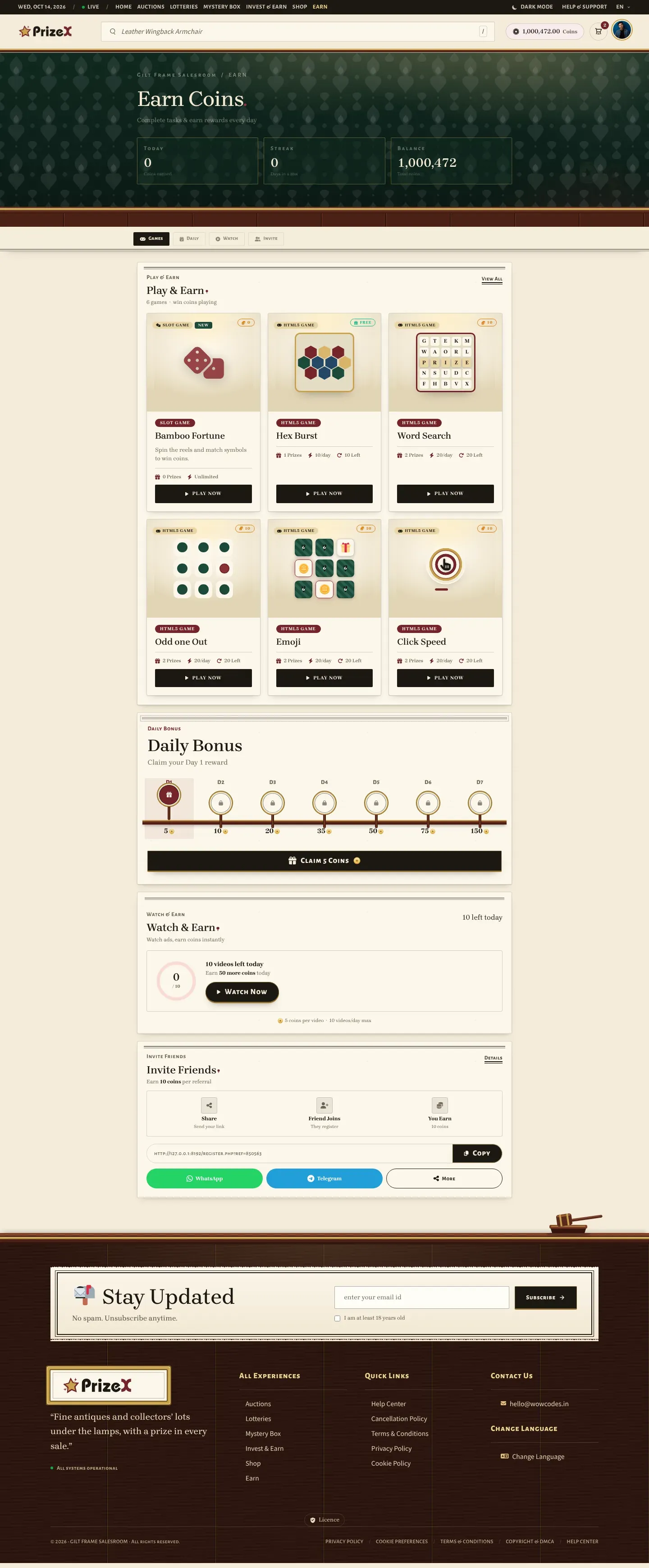 Earn coins