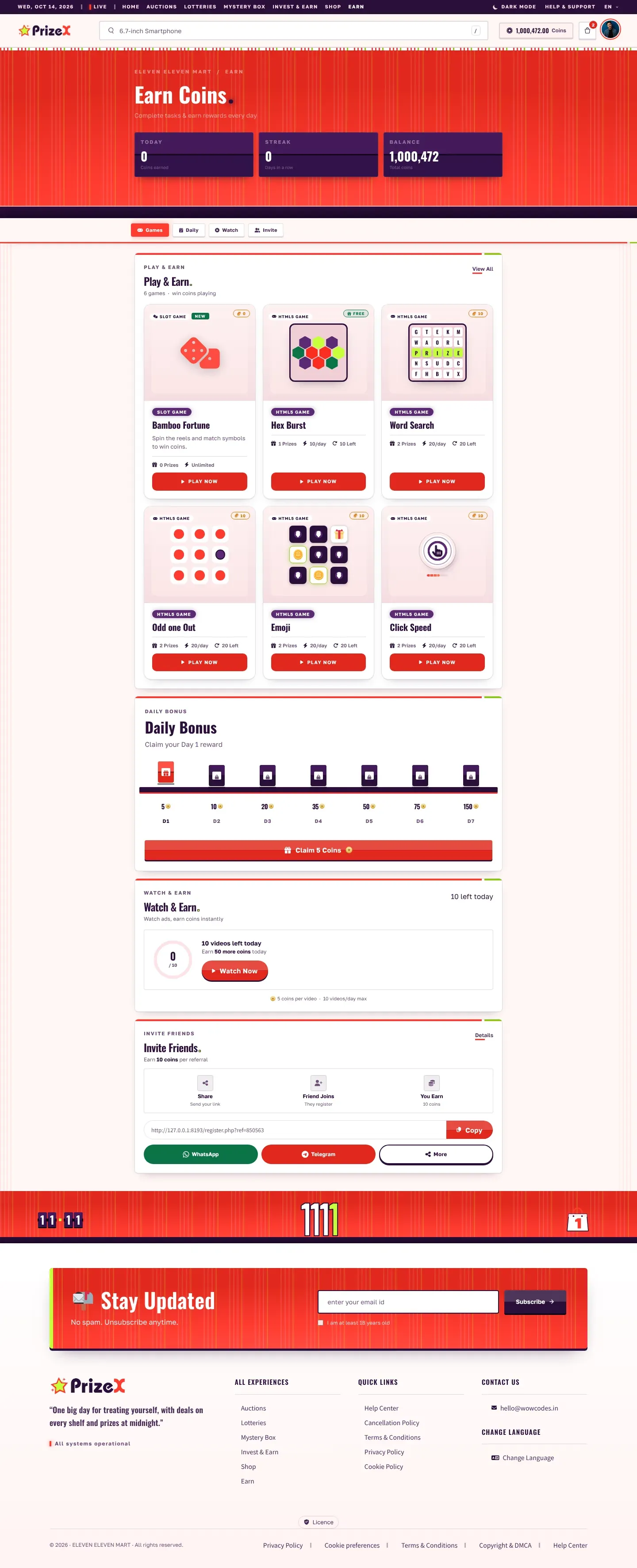 Earn coins
