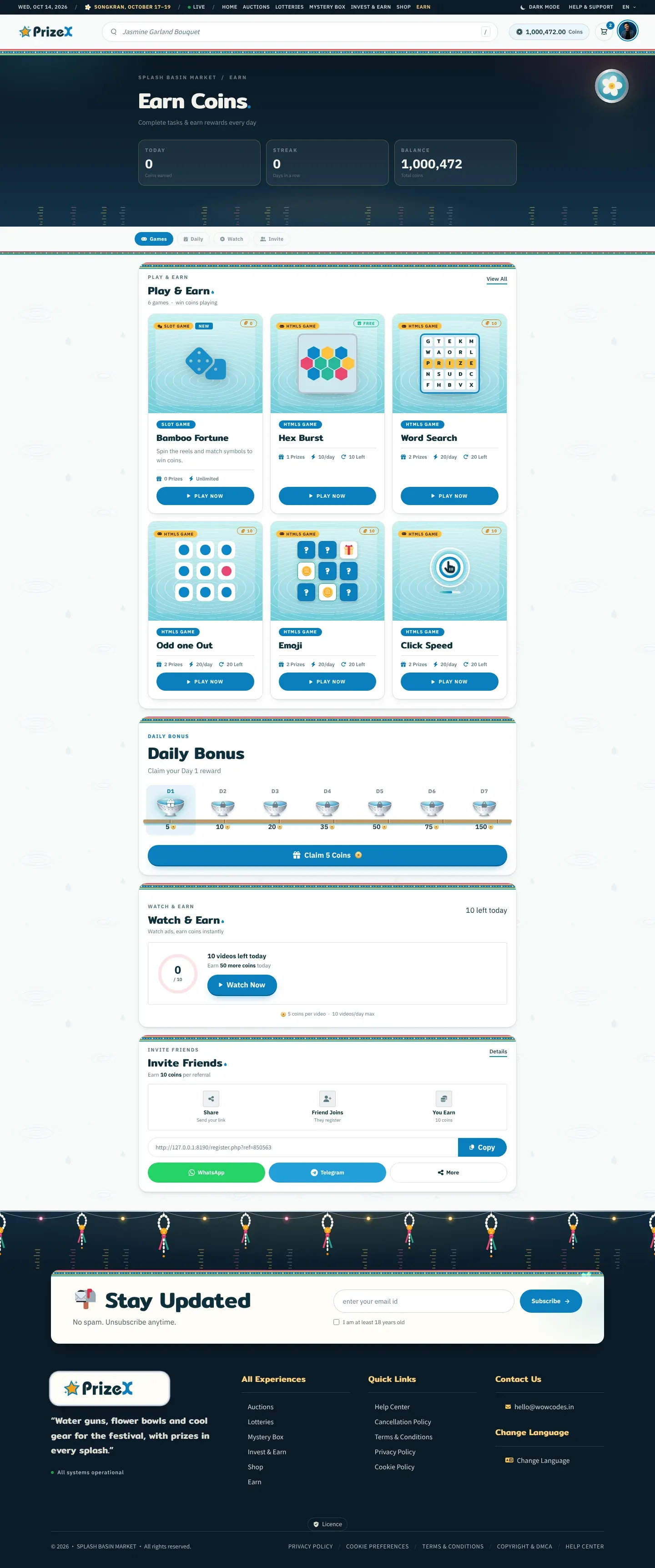 Earn coins