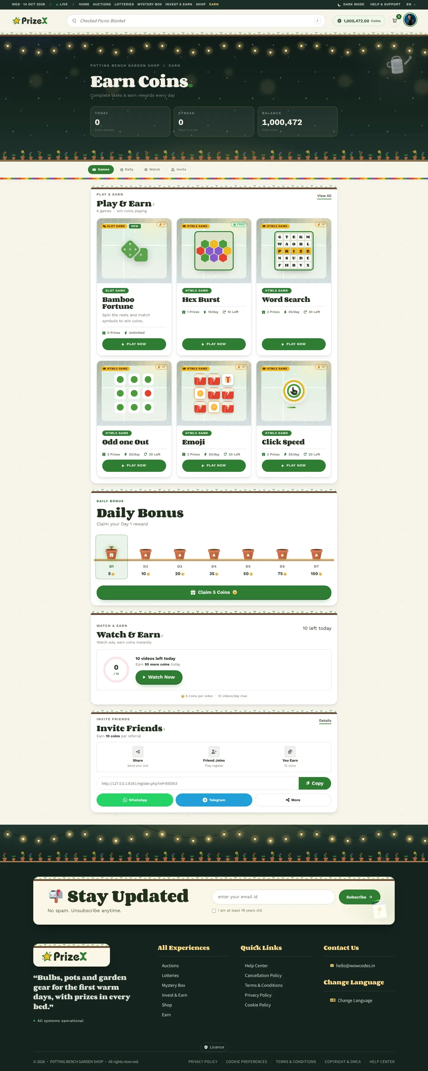 Earn coins