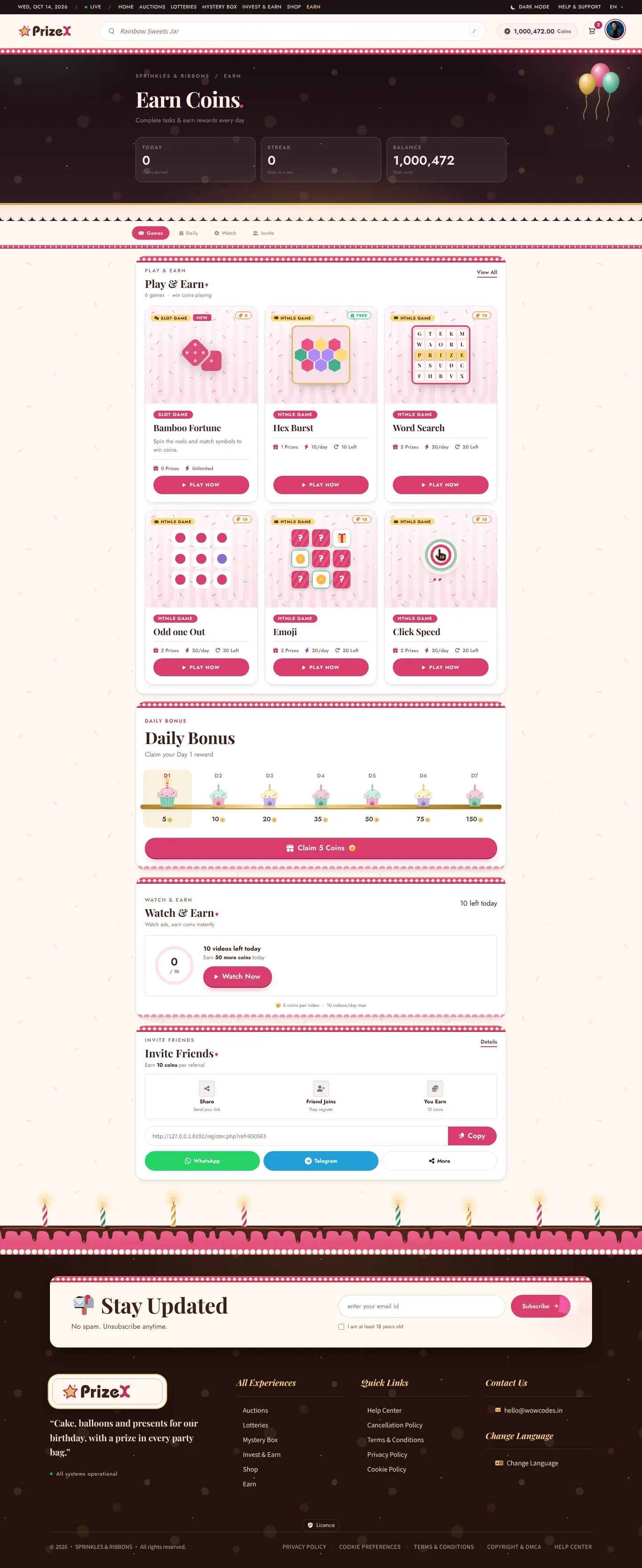 Earn coins
