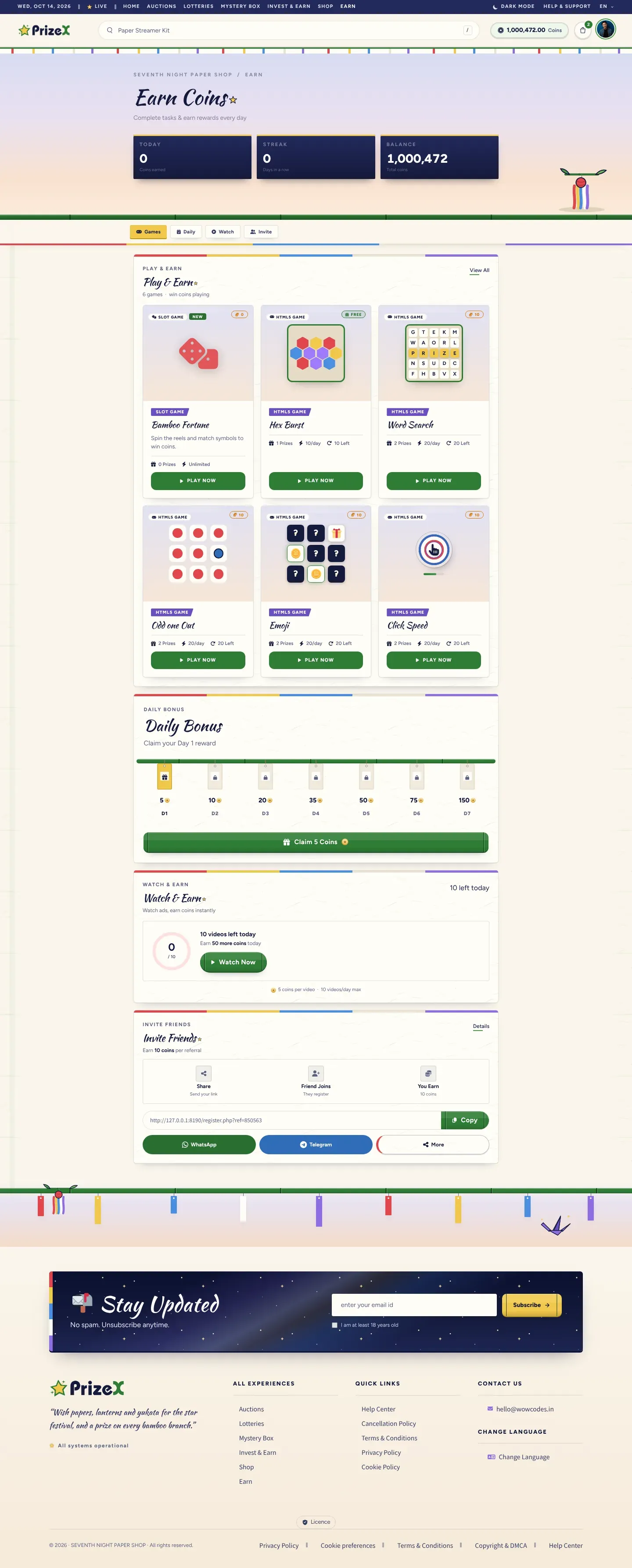 Earn coins
