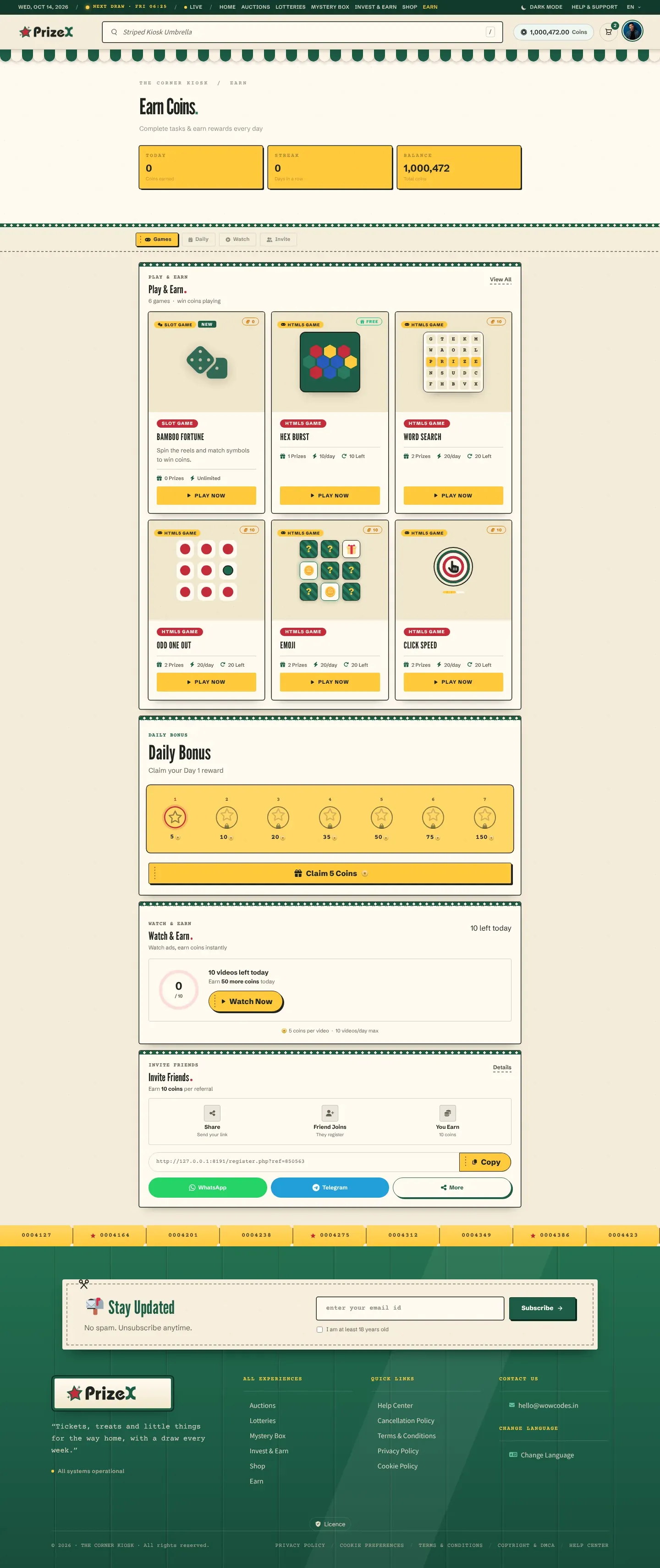 Earn coins