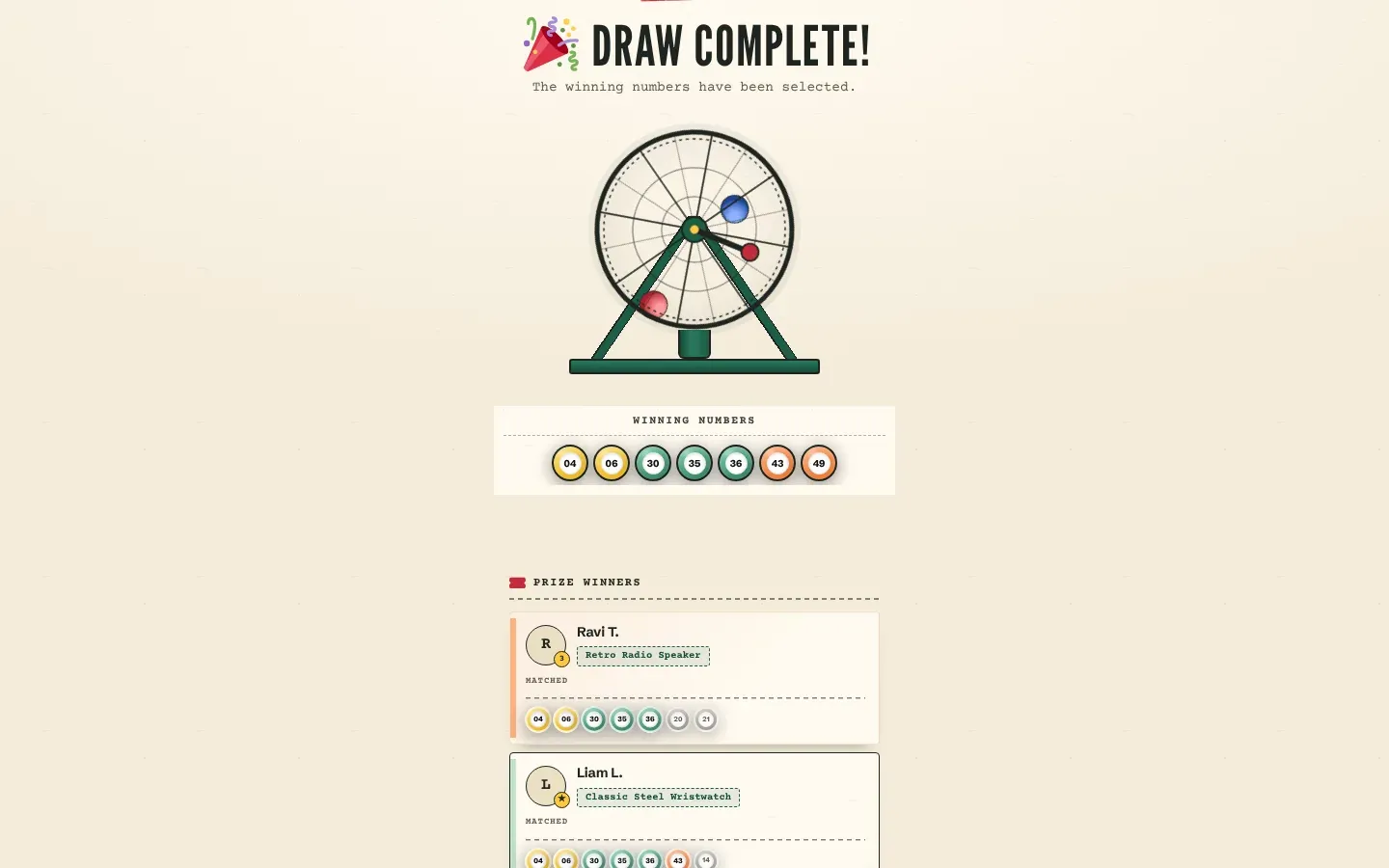 The lottery draw